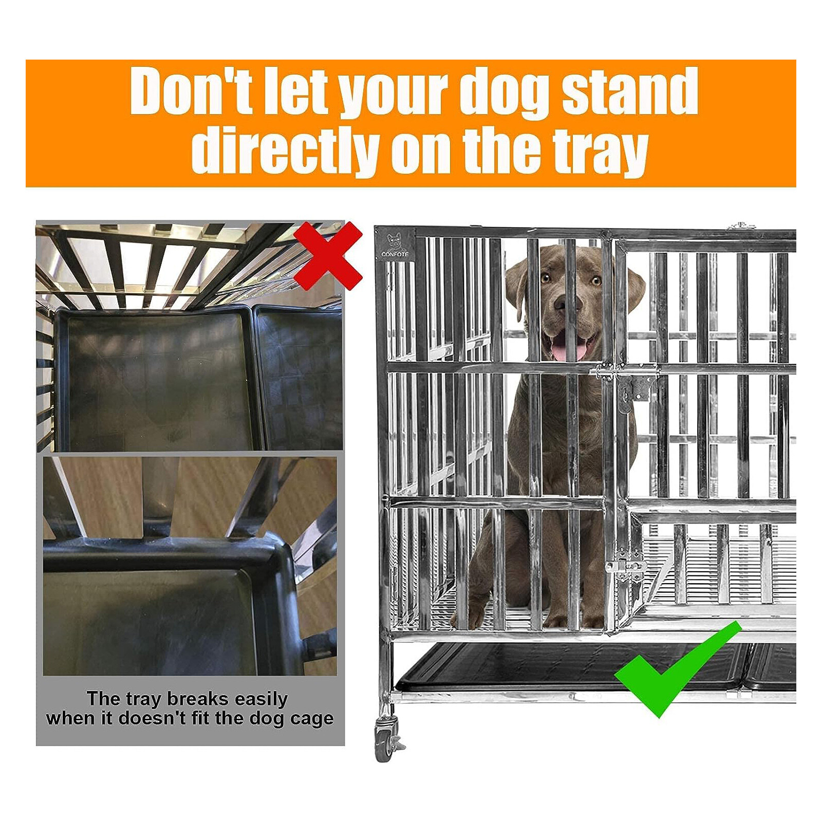 47 inch Heavy Duty Dog Kennel Pet Stainless Steel Crate Cage Stackable