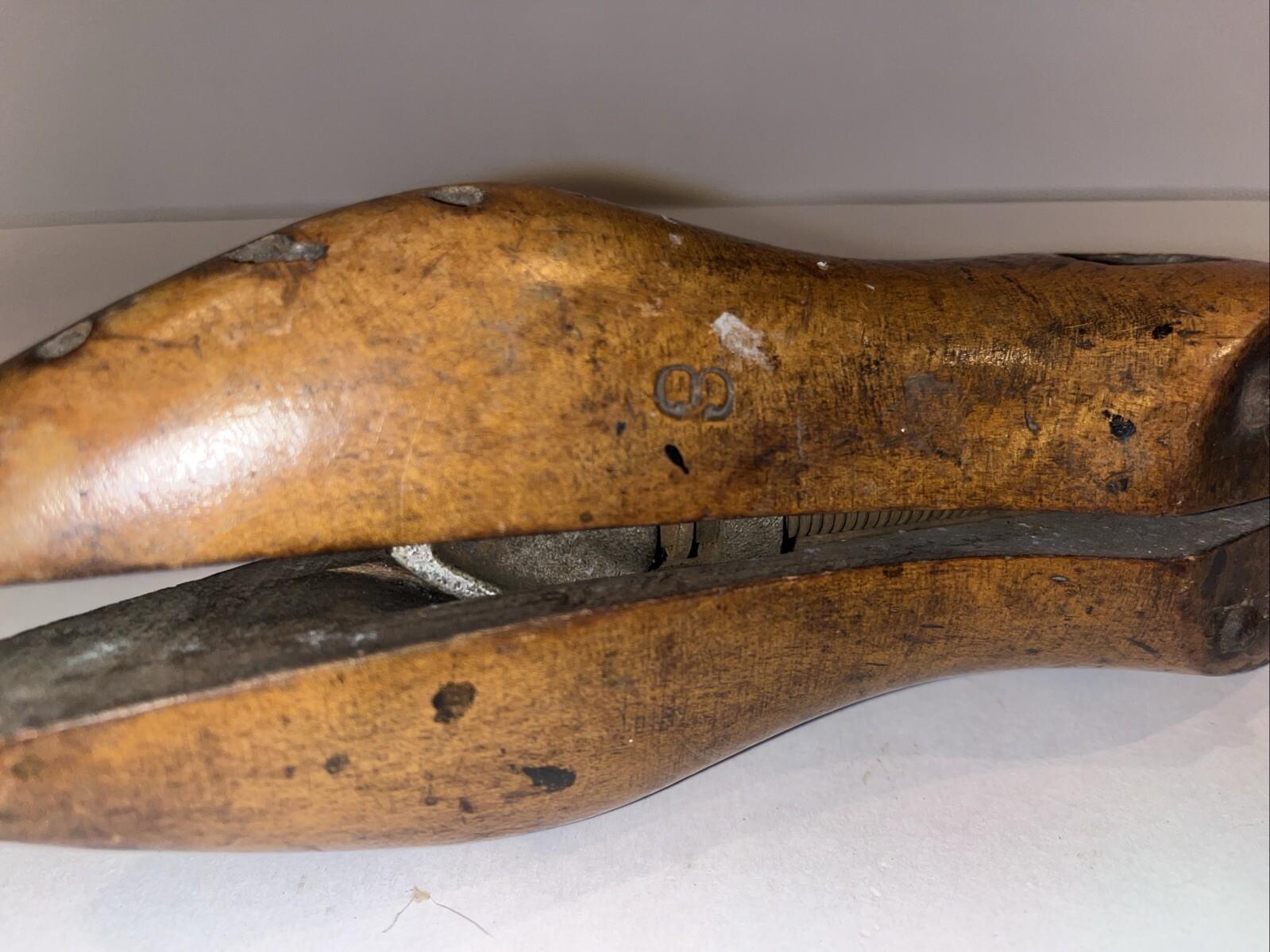 Antique Shoe Stretcher Crank Tree Authentic Marks Wood & Metal