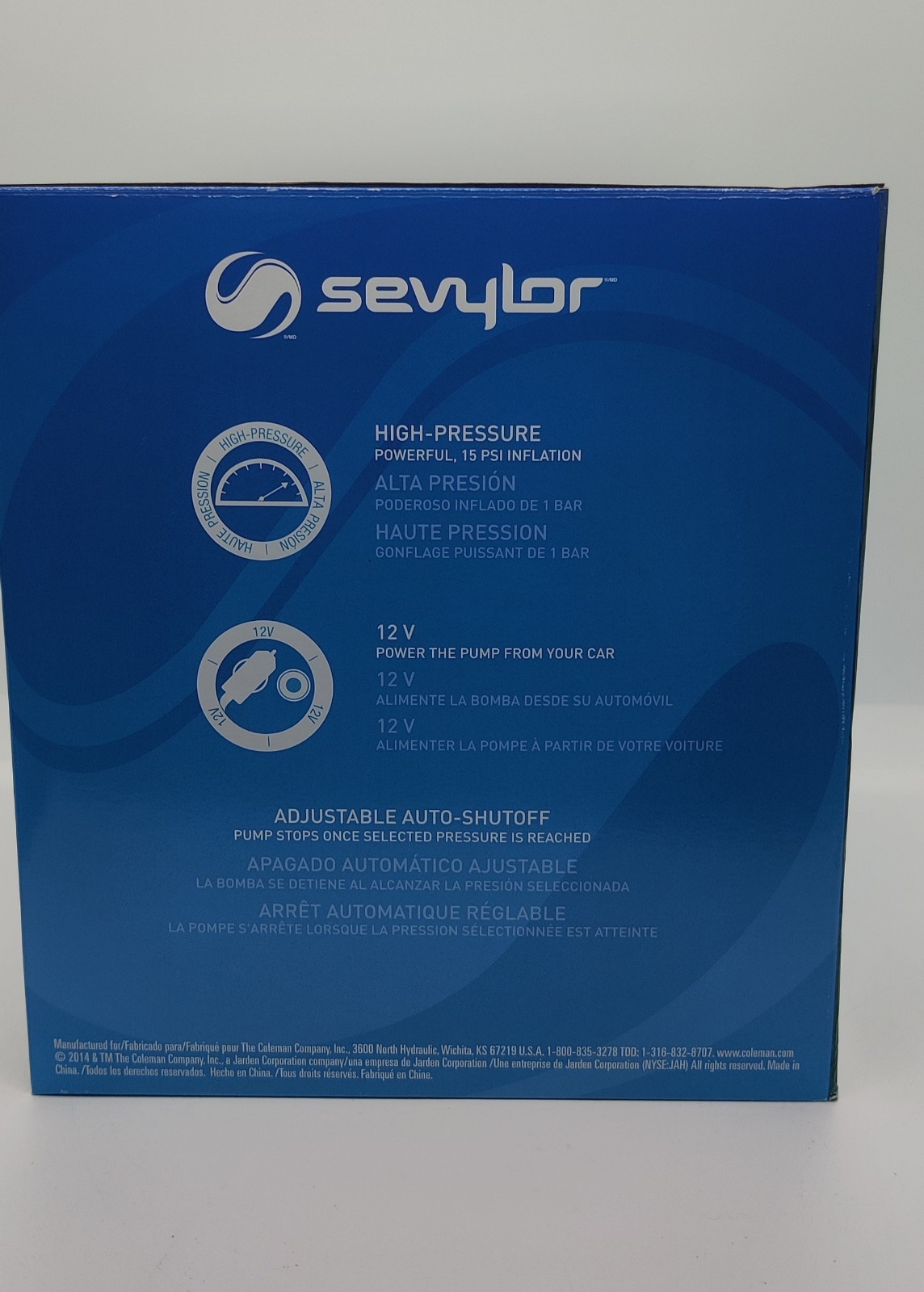 Sevylor 12V SUP Watersport Pump Auto Shutoff 15 PSI Universal Adapters