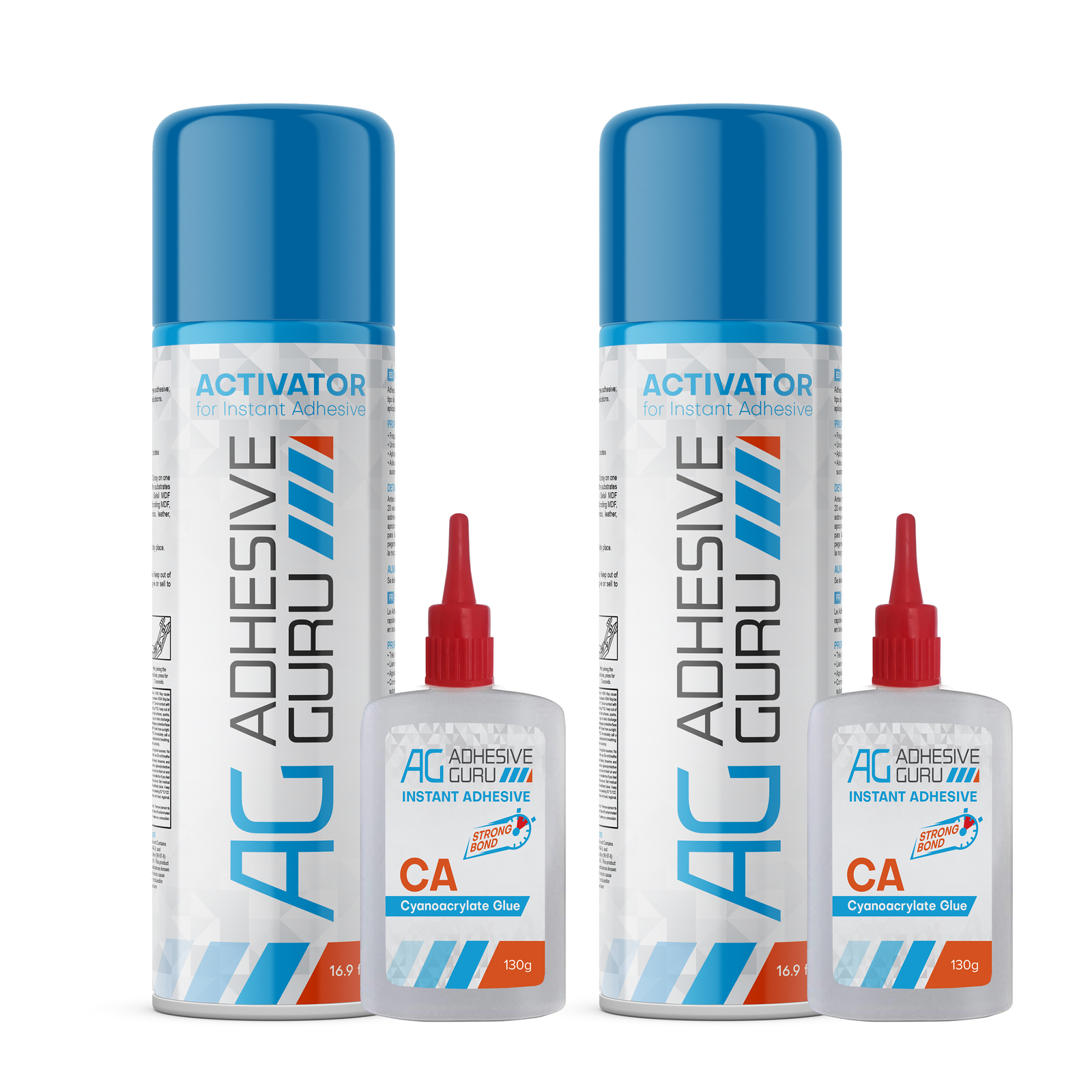 Adhesive Guru Super Ca Glue with Activator (2x4.5 oz-2x16.9 fl oz) 2 Pk