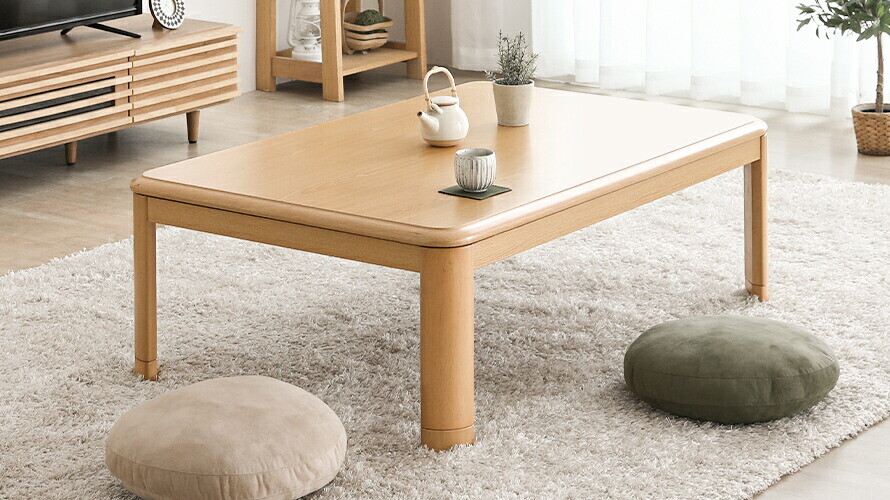 Japanese Kotatsu Table 80×120cm with 100V Heater Fluffy Futon 205×245cm New