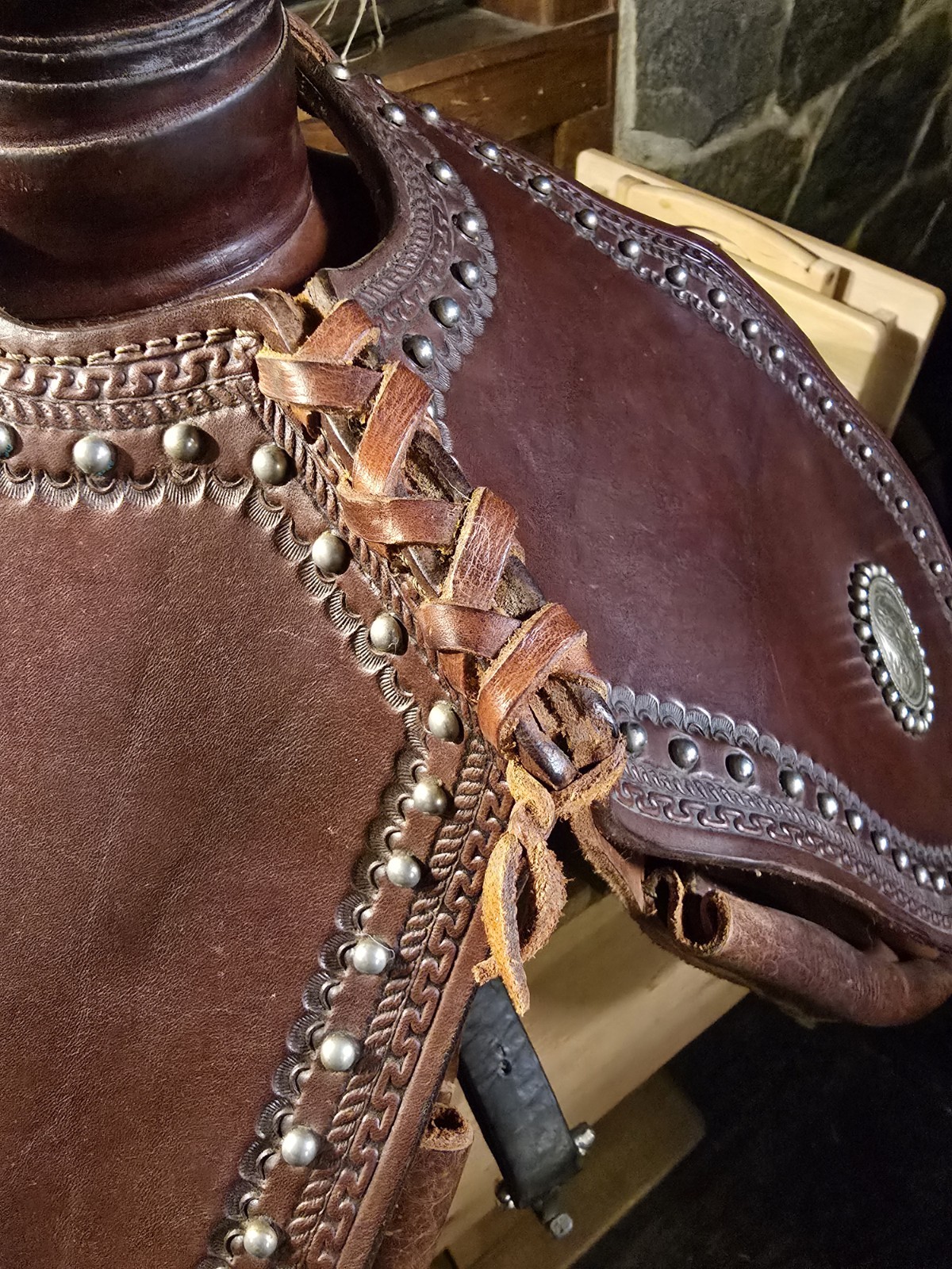 Vintage Cantle Saddle Bags With Sterling Accents Adjustable