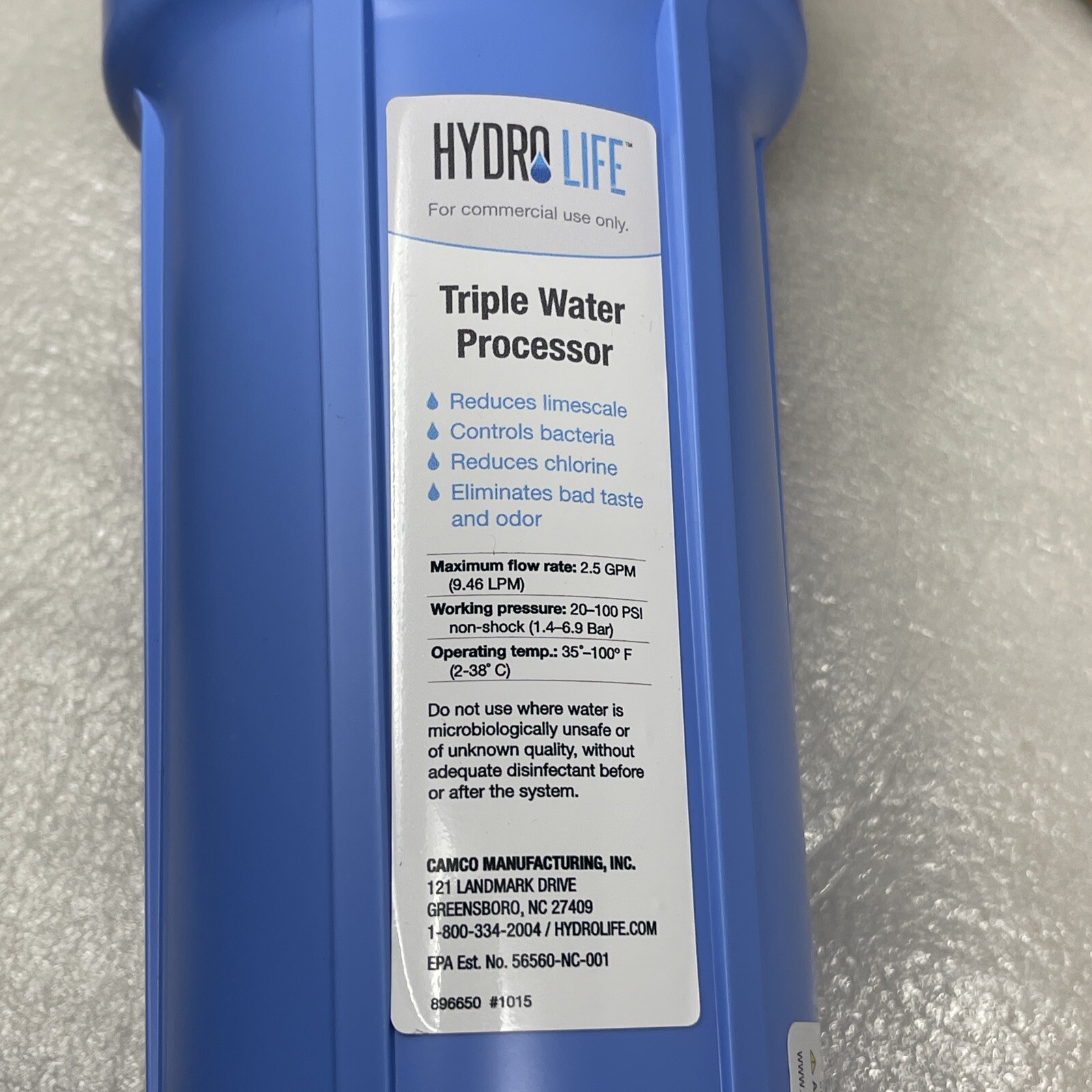 Camco Hydro Life 300-G, HLC 350 Water Filter Cartridge Processor, Ice Machine