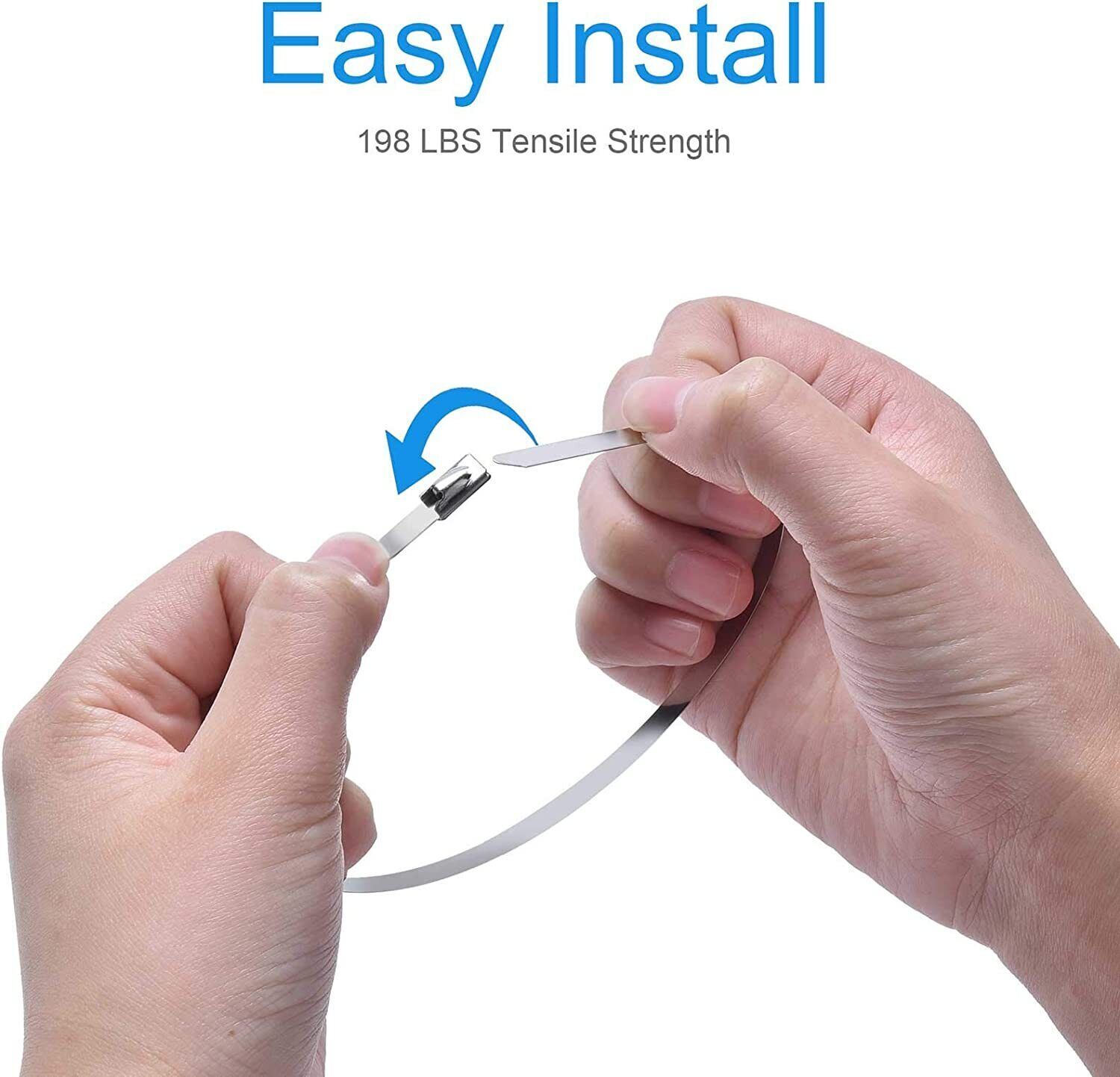 100 Pcs Stainless Steel Metal Zip Ties Heavy Duty Self-Locking Cable Ties US