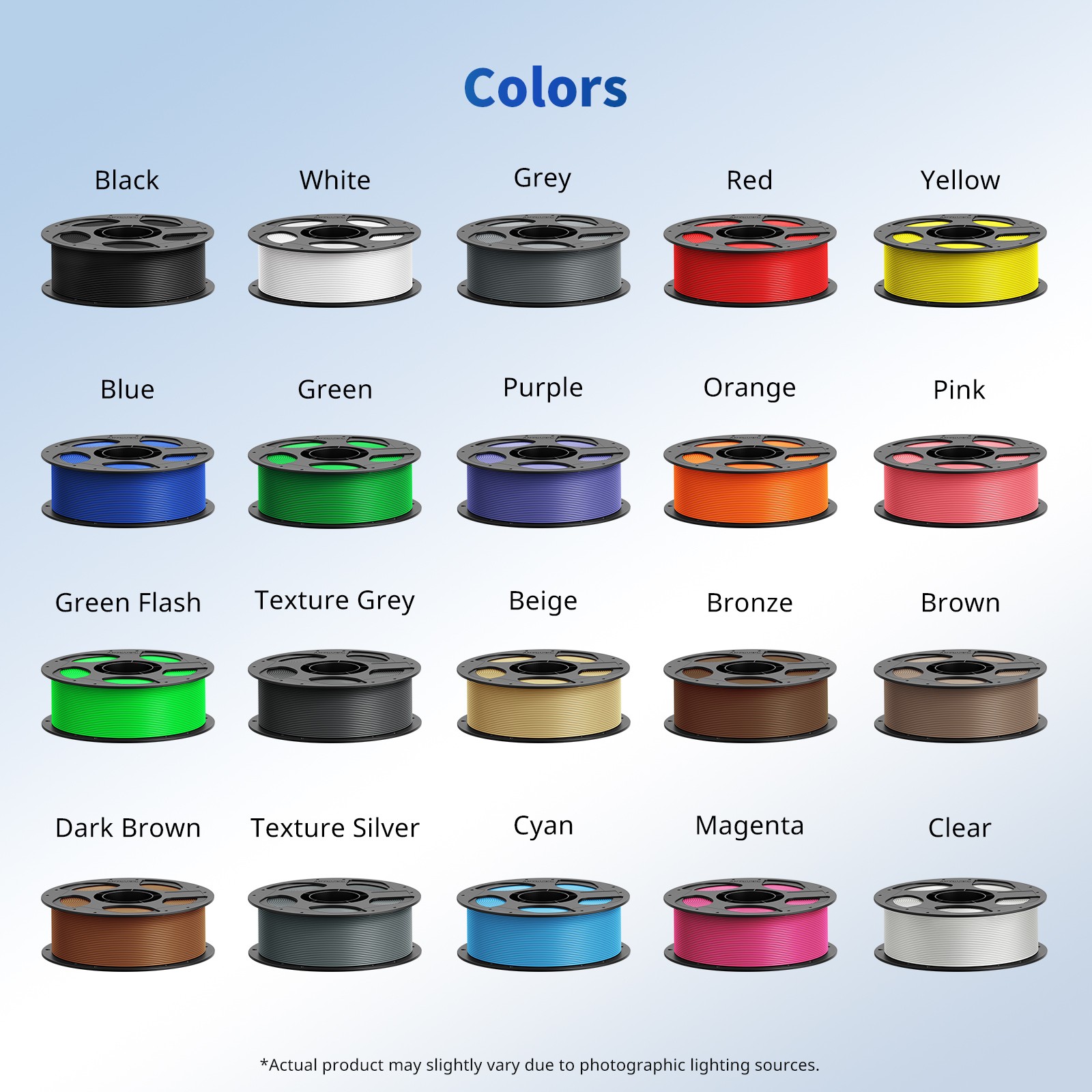 10KG ANYCUBIC FDM 3D Printer PLA Filament Mutil-Colored 1.75mm Material Printing