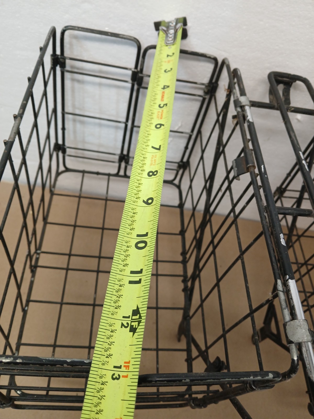 Vintage Folding Bicycle Rear Wire Pannier Cargo Basket Rack Black Metal