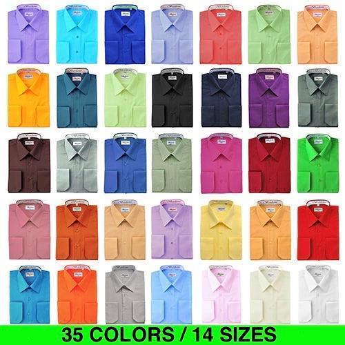 New Berlioni Italy Men Premium Classic French Convertible Cuff Solid Dress Shirt