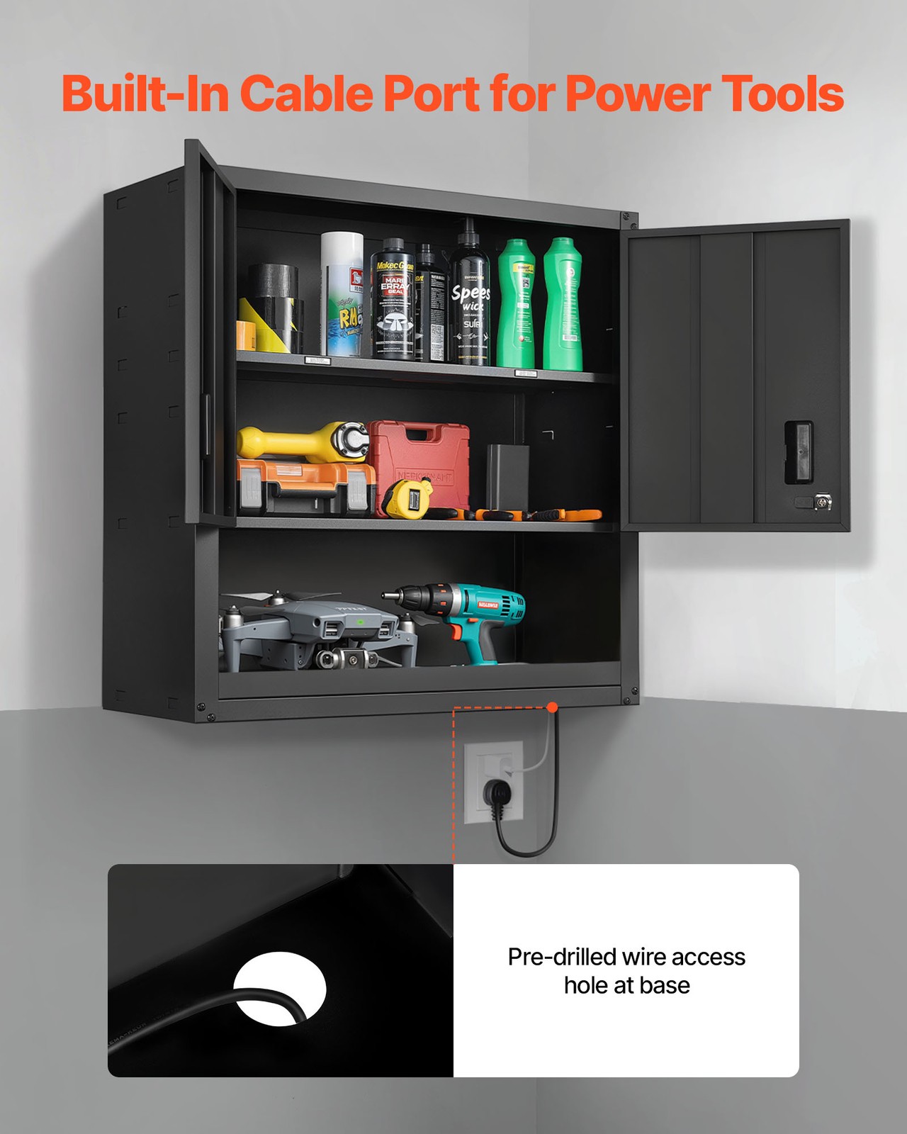 VEVOR Metal Wall Cabinet 30 inch Garage Wall Cabinet with Adjustable Shelf