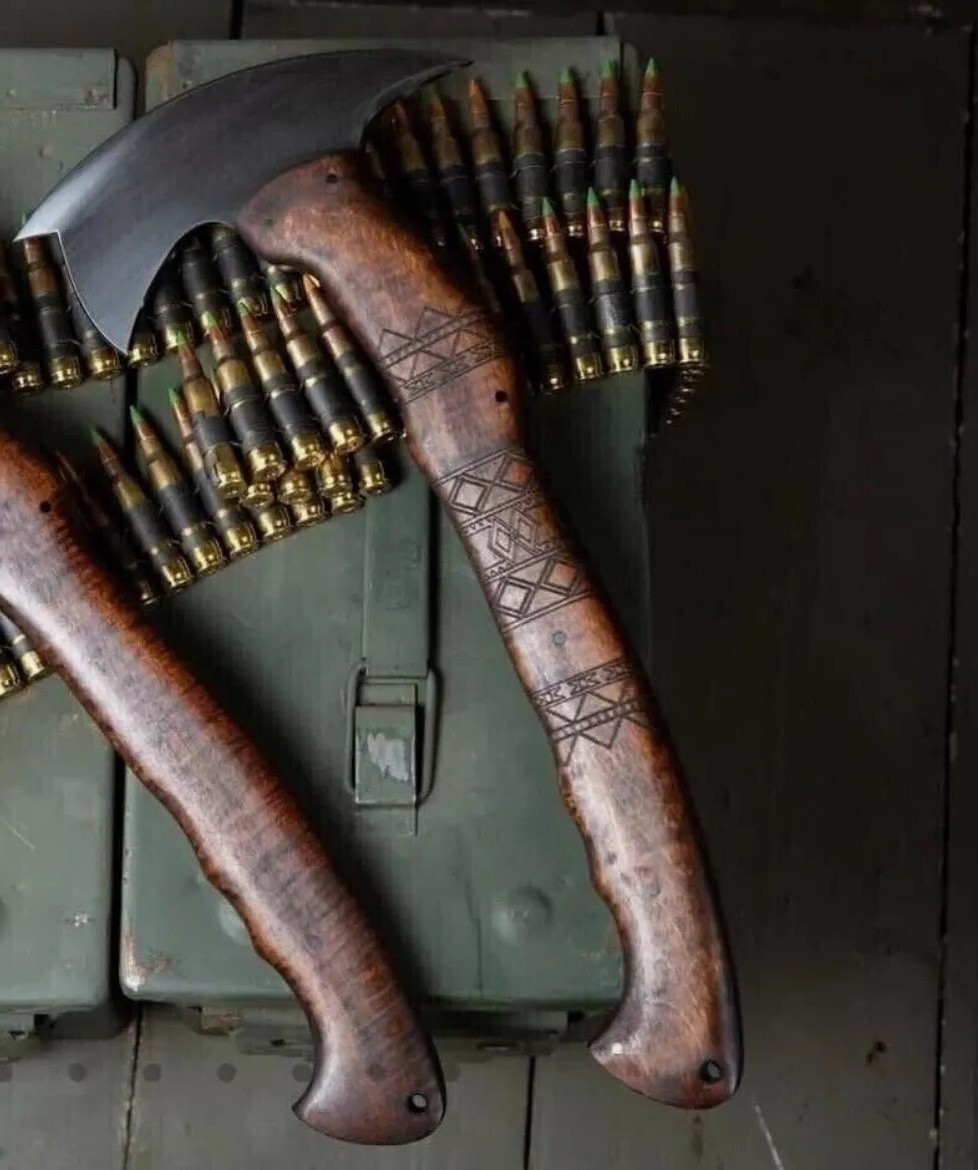 Set of 2 CUSTOM HANDMADE 15" REPLICA WINKLER RnD Tomahawk HUNTING/THROWING AXE