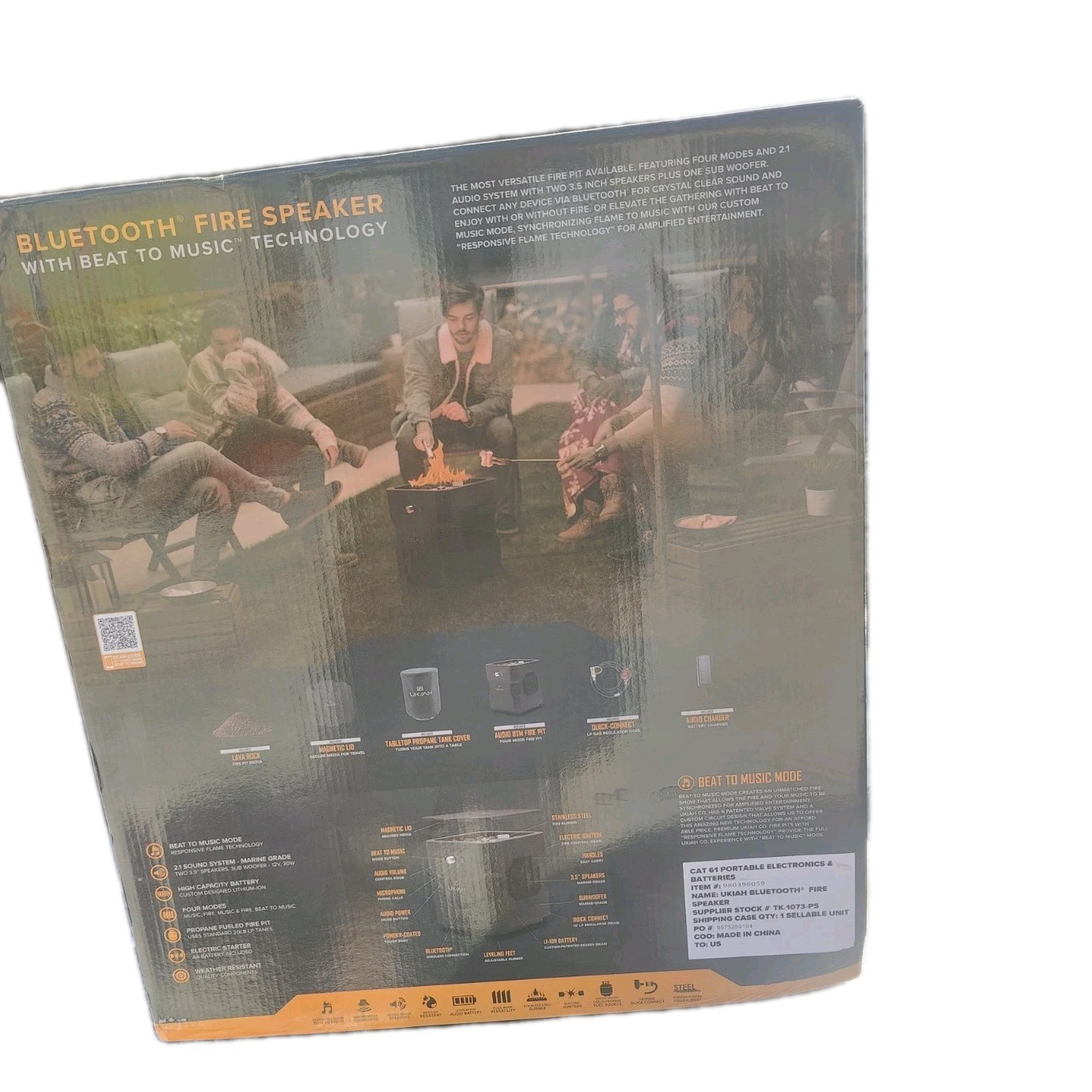 Ukiah Note Portable Audio Propane Fire Pit with Beat to Music Technology New!!!