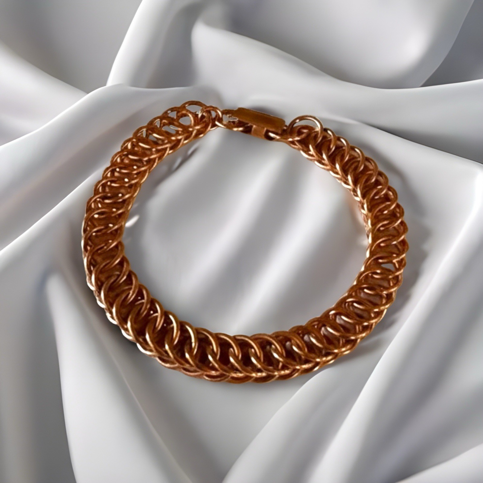 Solid Copper Bracelet • Persian 4-1 Chainmail • Handcrafted • Variety of Sizes