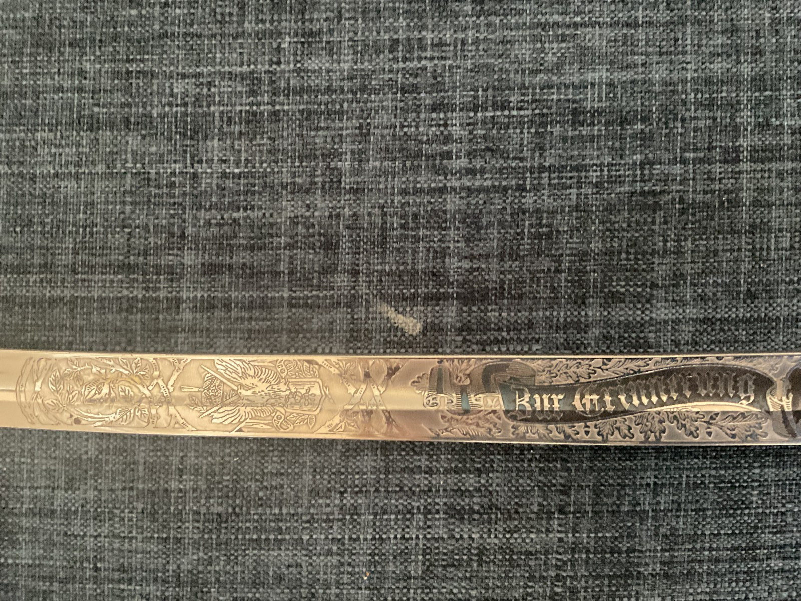 Rare dedication engraved and blued blade German Empire train basket hilt saber