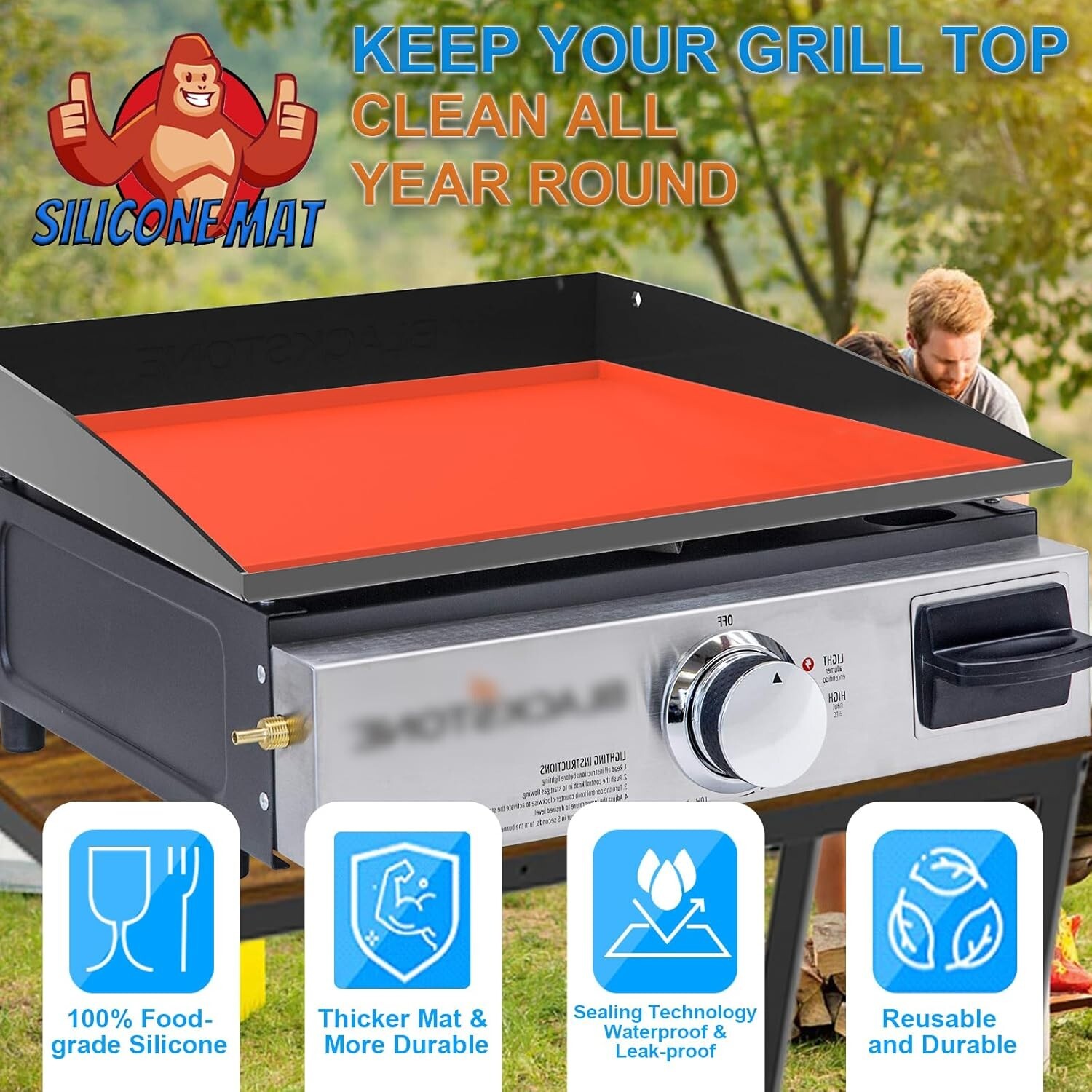 Griddle Cover, 17 Inch Silicone Griddle Mat Grill Covers for Blackstone