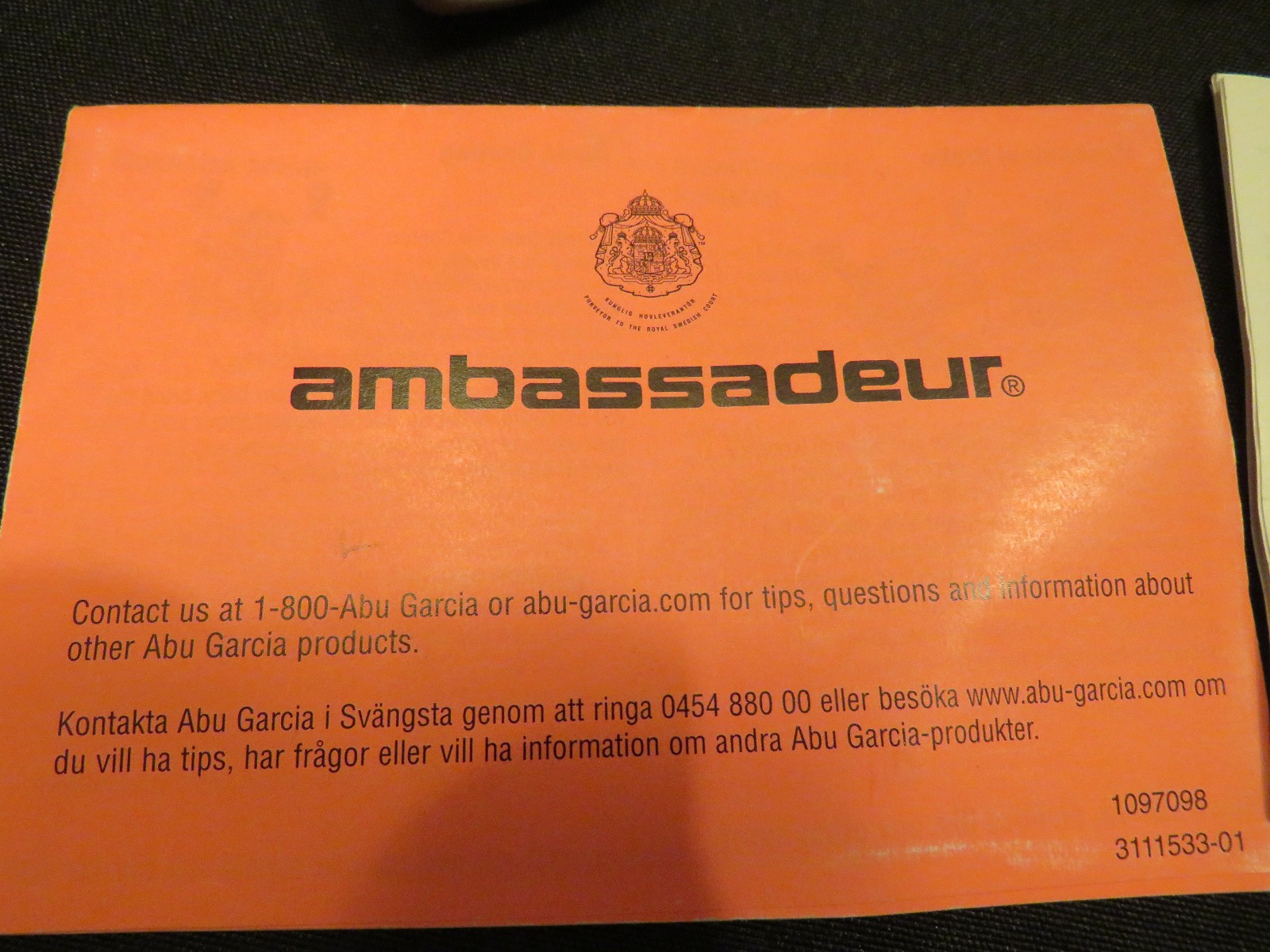 Abu Garcia Ambassadeur Morrum 6600 CL Fishing Reel, Instructions, Sweden