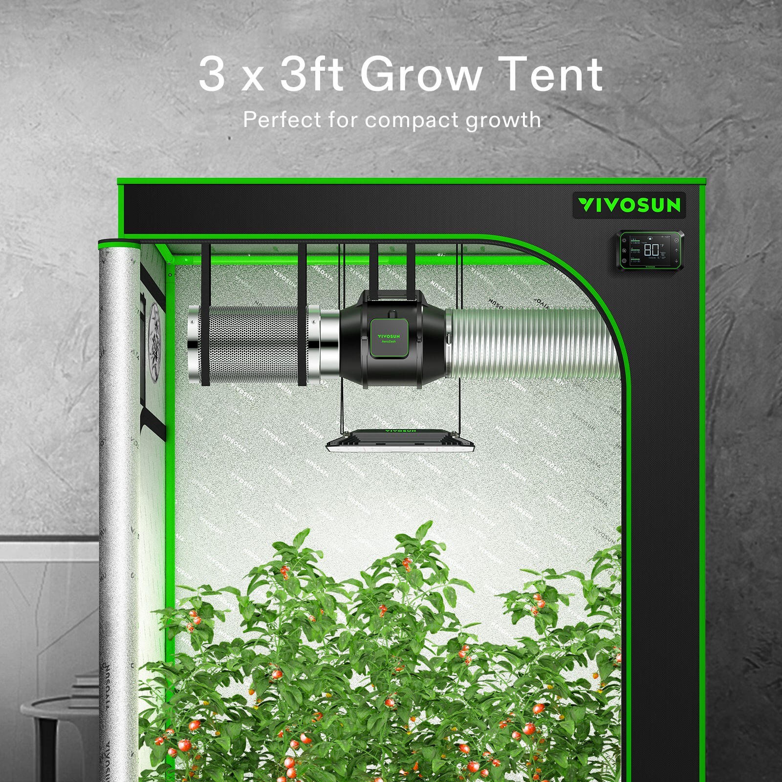 VIVOSUN Indoor Grow Tent 3'x3' Non toxic Mylar Room Reflective 36"x36"x72"