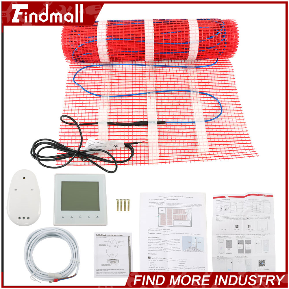 Electric Floor Heat Mat Kit (10-100sqft), 120V Underfloor Radiant Heating System