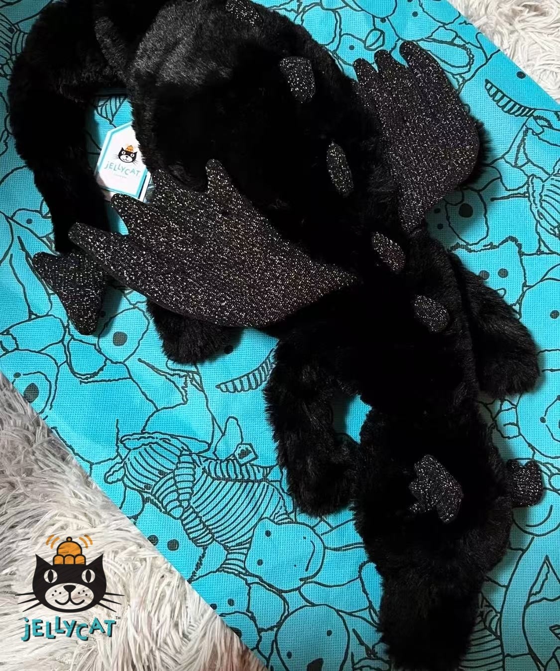 Jellycat Onyx Dragon Plush – Black - RETIRED RARE 50cm - NEW WITH TAGS Gifts