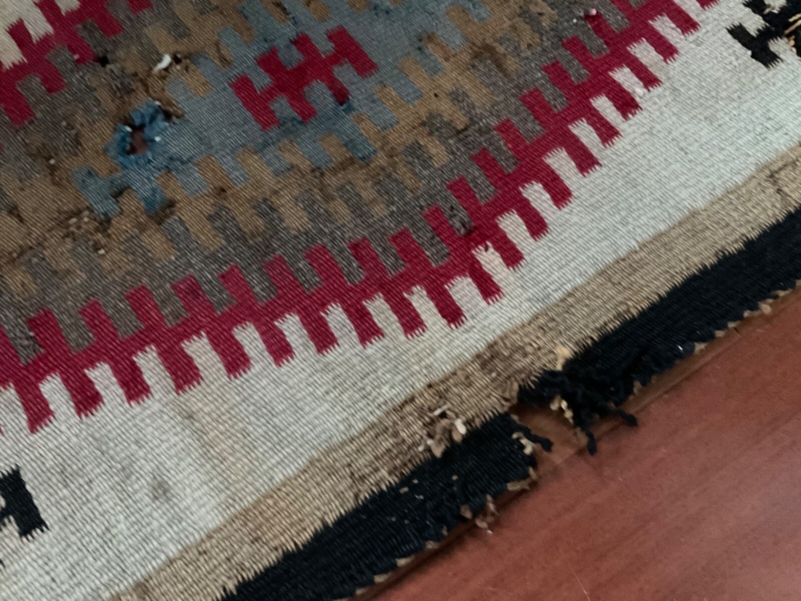 Old NAVAJO RUG Antique Vintage Rug Indian Native American Used needs repair