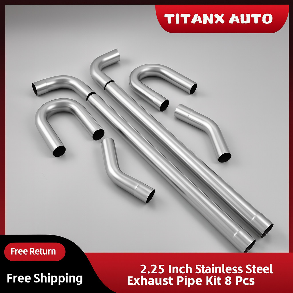 2.25" OD T304 Stainless Steel Exhaust Pipe Kit 8PCS Tubing Mandrel Bend Straight