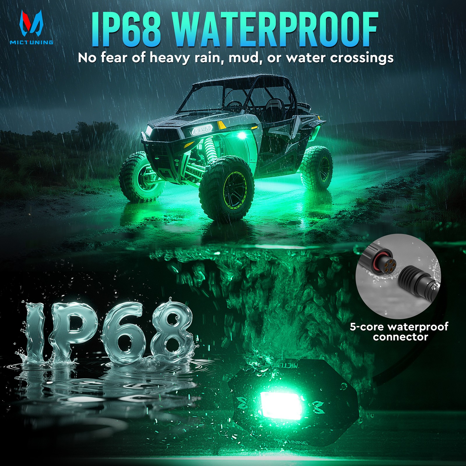 MICTUNING 16 Pods RGBW LED Rock Lights Kits, Underglow Neon Lights for Car Truck