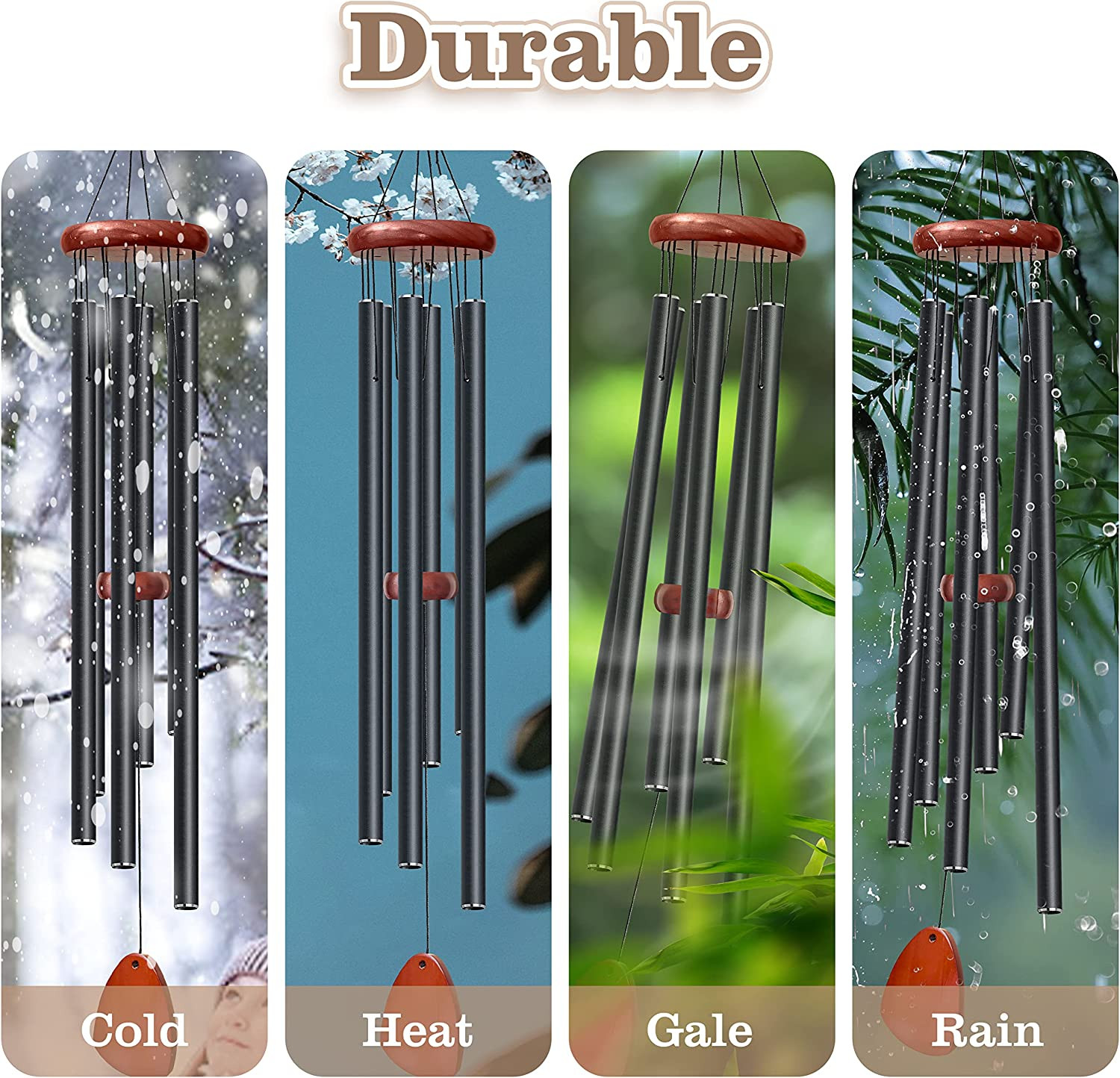 Large Deep Resonance Serenity Wind Chimes Metal Deep Tone Outdoor Home Decor US
