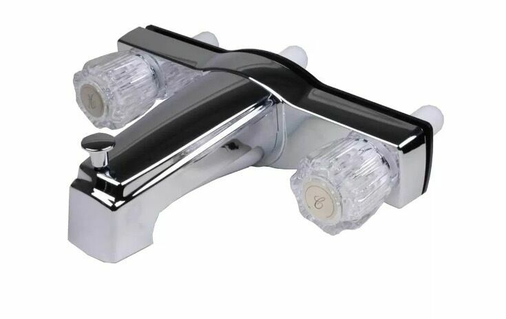 Ultra Mobile Home 8" Tub & Shower Faucet Chrome With Clear Handles (Plastic