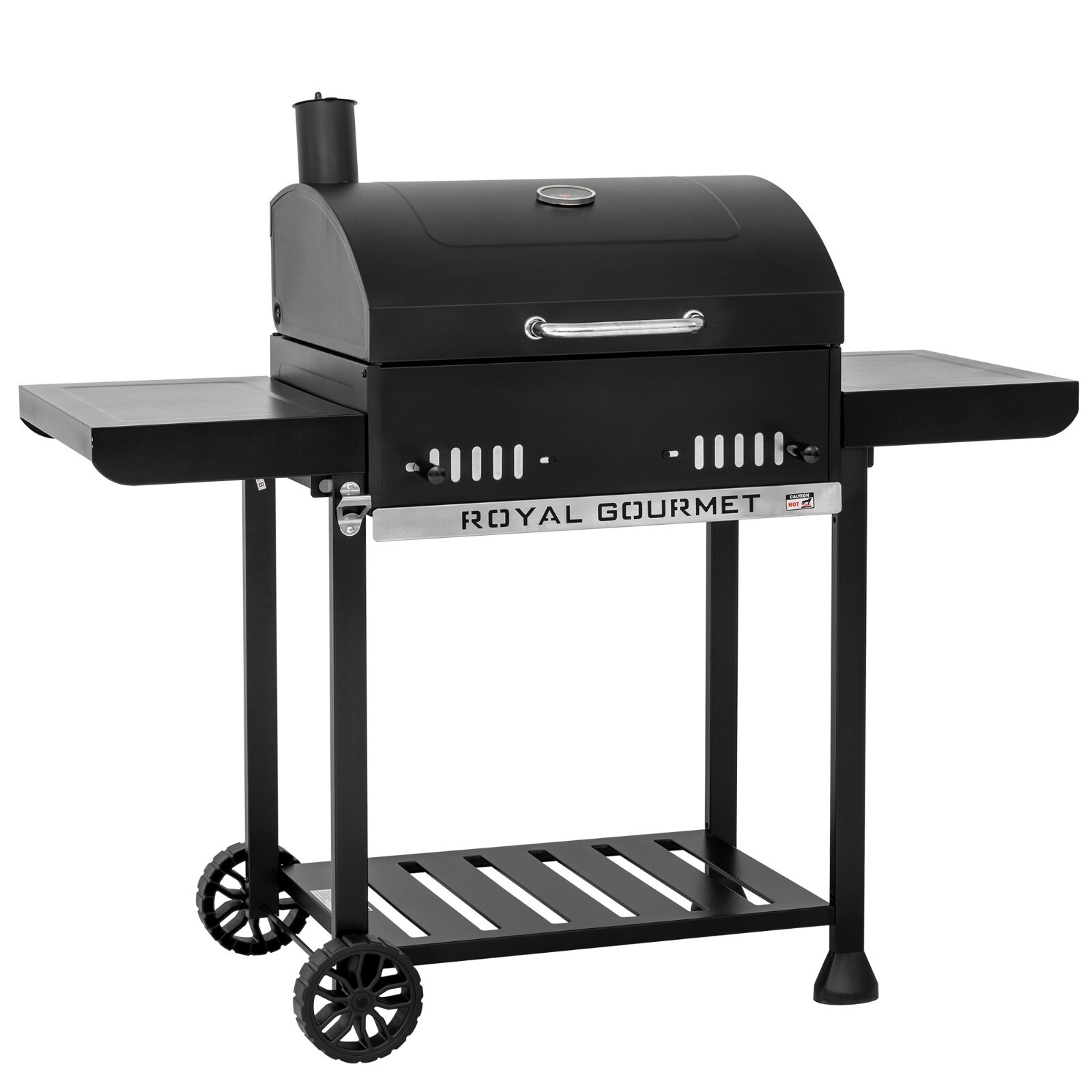Royal Gourmet 24-Inch Movable Charcoal BBQ Grill with 2 Foldable Side Shelves