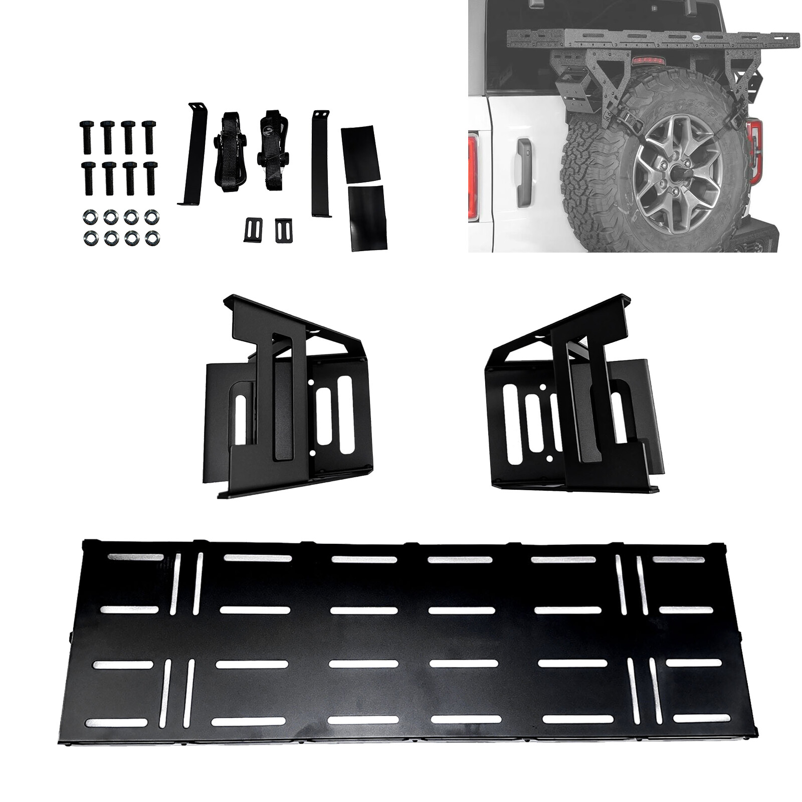 Fit 76-24 Jeep Wrangler Rear Cargo Basket Rack Spare Tire Utility Storage Basket