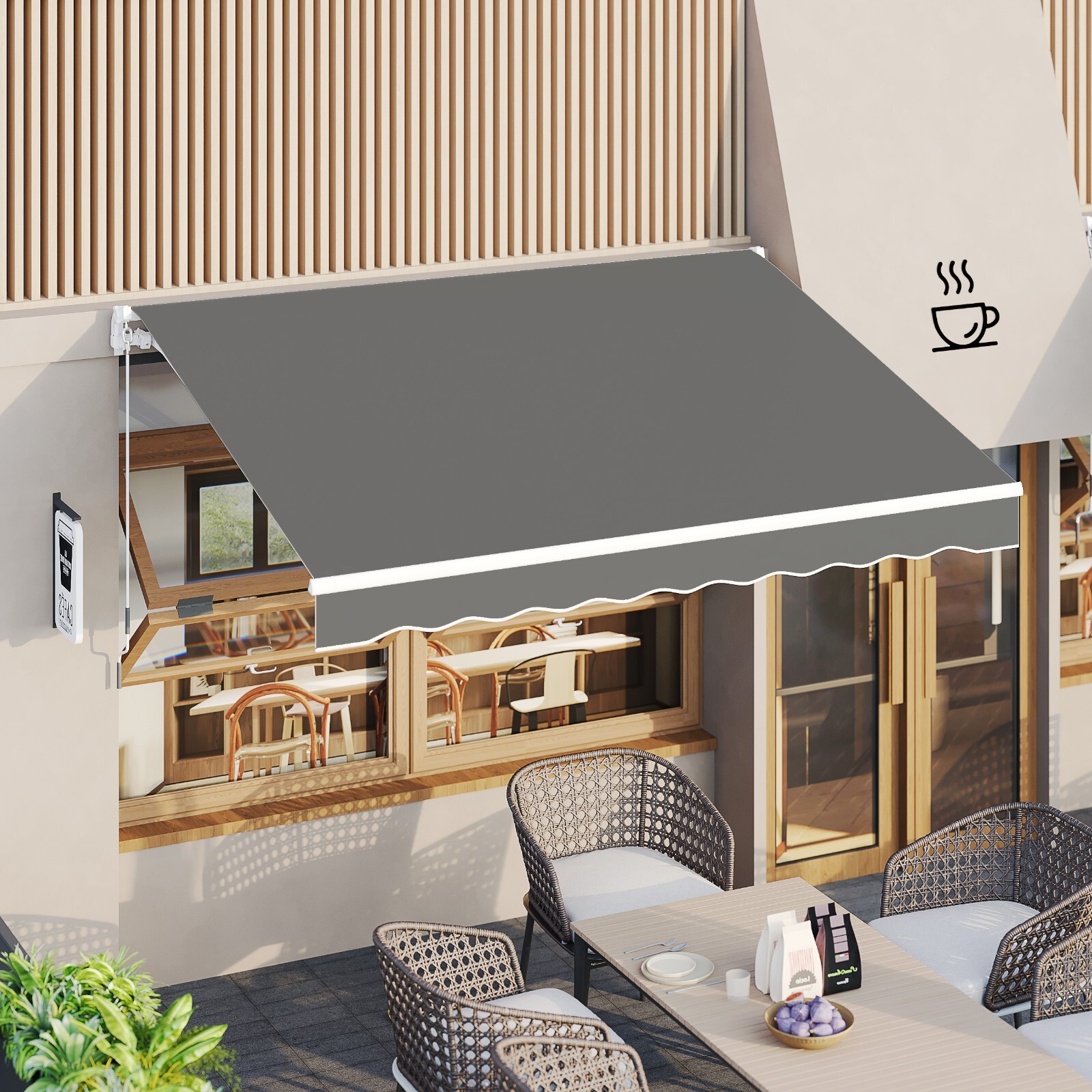 Retractable Patio Awning Sun Shade Cover with Manual Crank Handle,Multiple Sizes