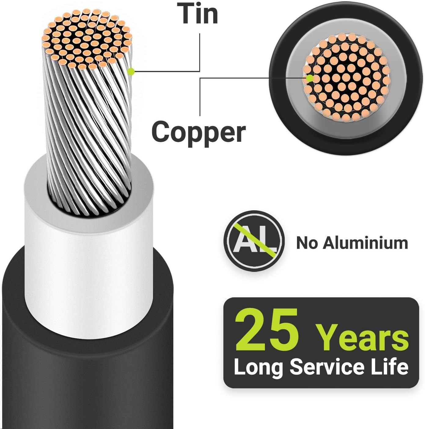 Newpowa Solar Panel Extension Cable 10 AWG Wire with Connectors - 100ft