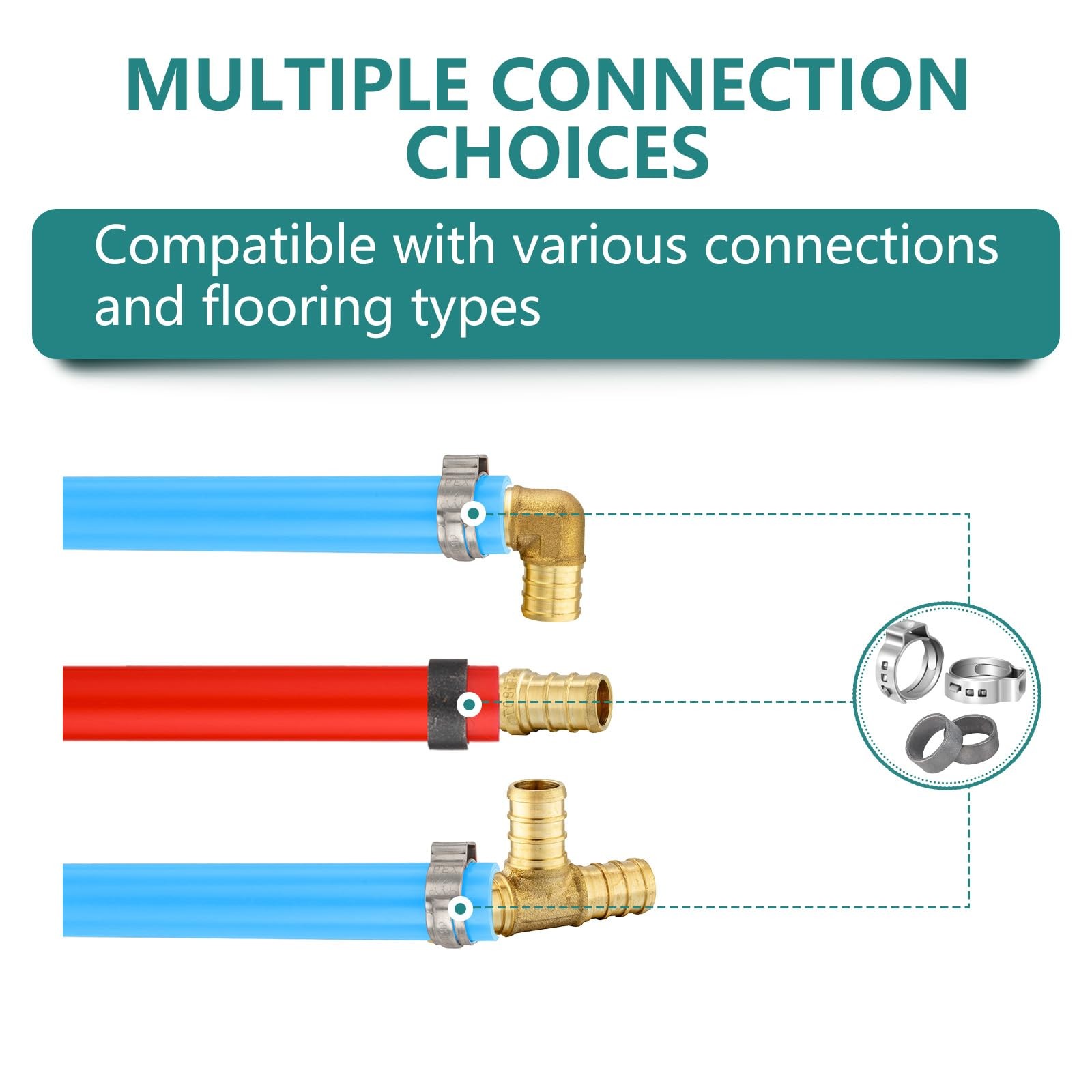 1/2 Inch Blue & Red PEX-B Pipe, 2 x 100 Ft (200 Ft) Pex B Tubing