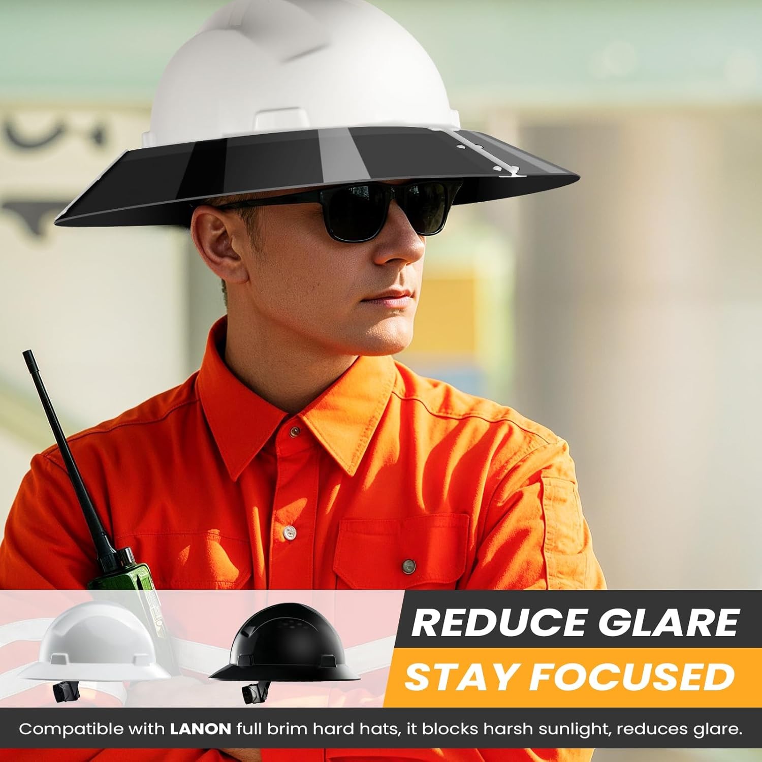 Hard Hat Sun Shade Visor Compatible with LANON full brim hard hat