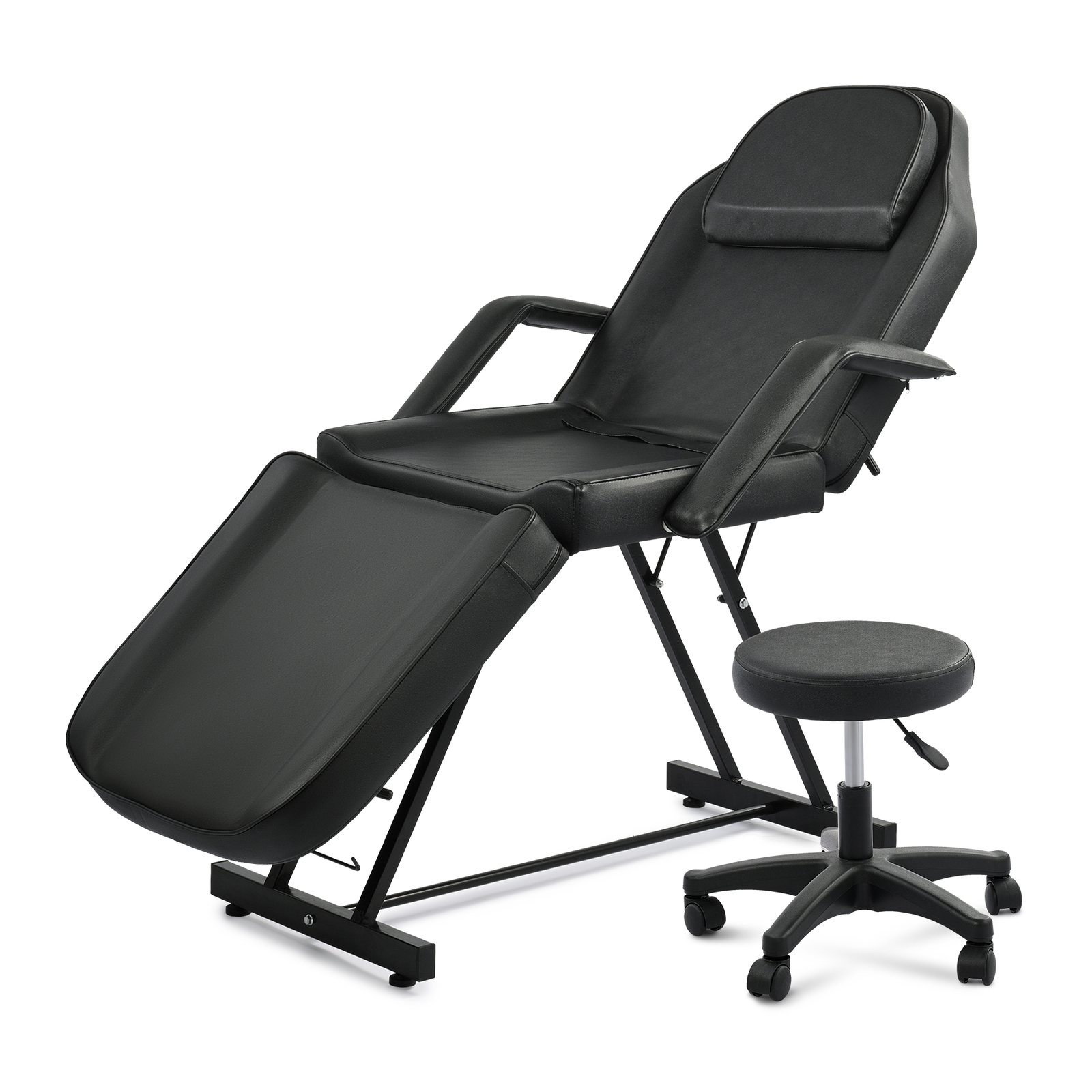 Adjustable Black Massage Chair+Stool Table Tattoo Facial Bed Barber Salon Spa