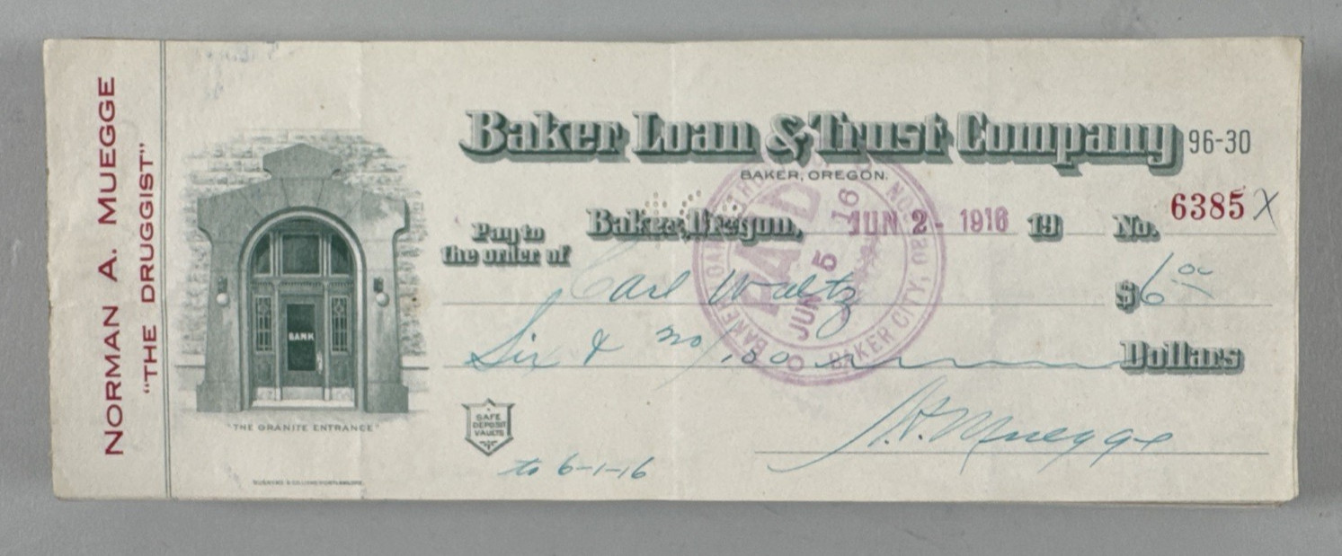 Lot of 130 Baker Loan & Trust Company Oregon Checks 1915