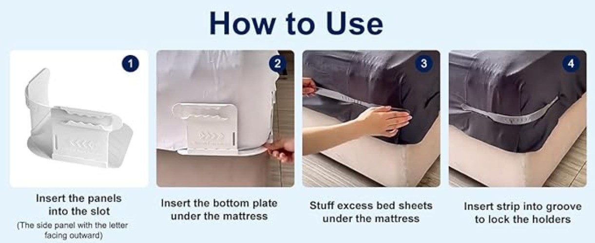 Heavy Duty Bed Sheet Holder Clips 4PCS White Plastic Corner Fastener Fits All