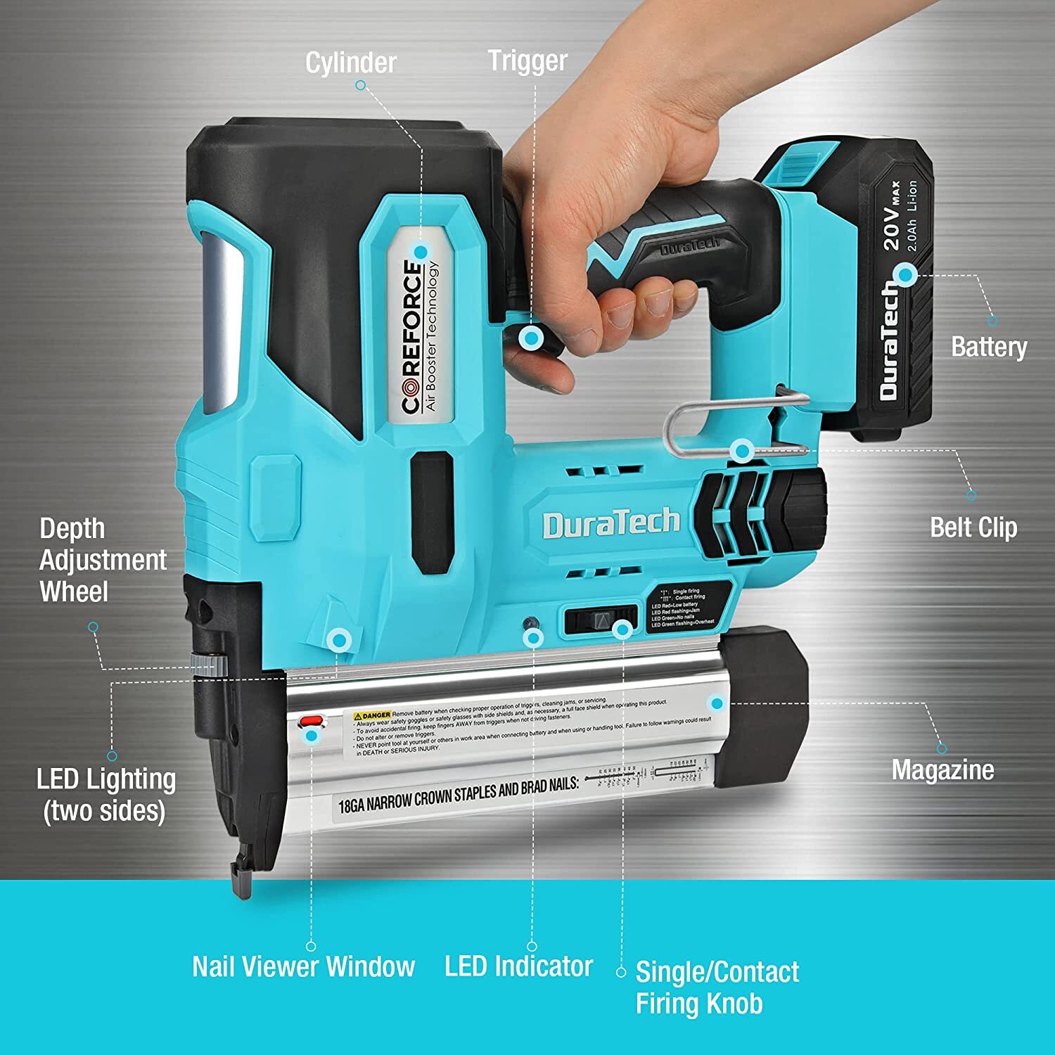 2-IN-1 Cordless Brad Nailer 18 GA Nail/Staple Gun with 1000PCS Staples NEW