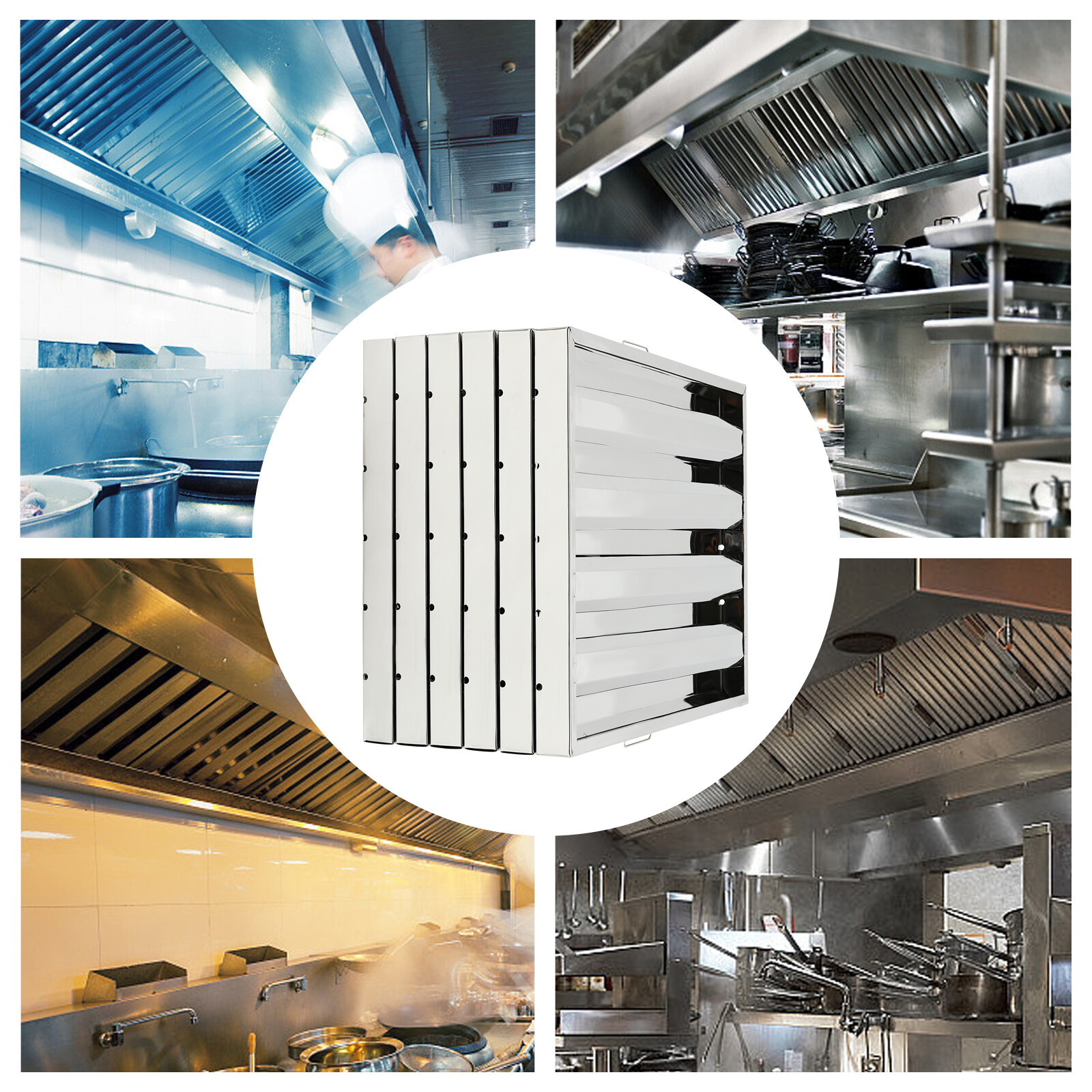 19.5x24.5" Commercial Hood Filters 6Pc Stainless Steel Hood Grease Filter Baffle