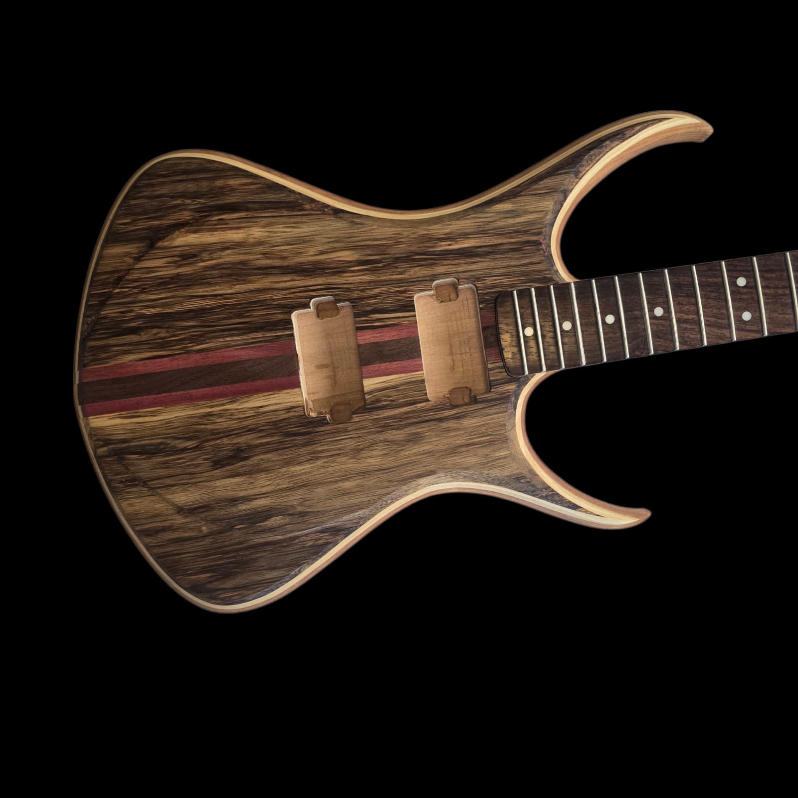 Alembic Style Custom Guitar Body 1 of a Kind Handmade Black Limba/Alder Luthier