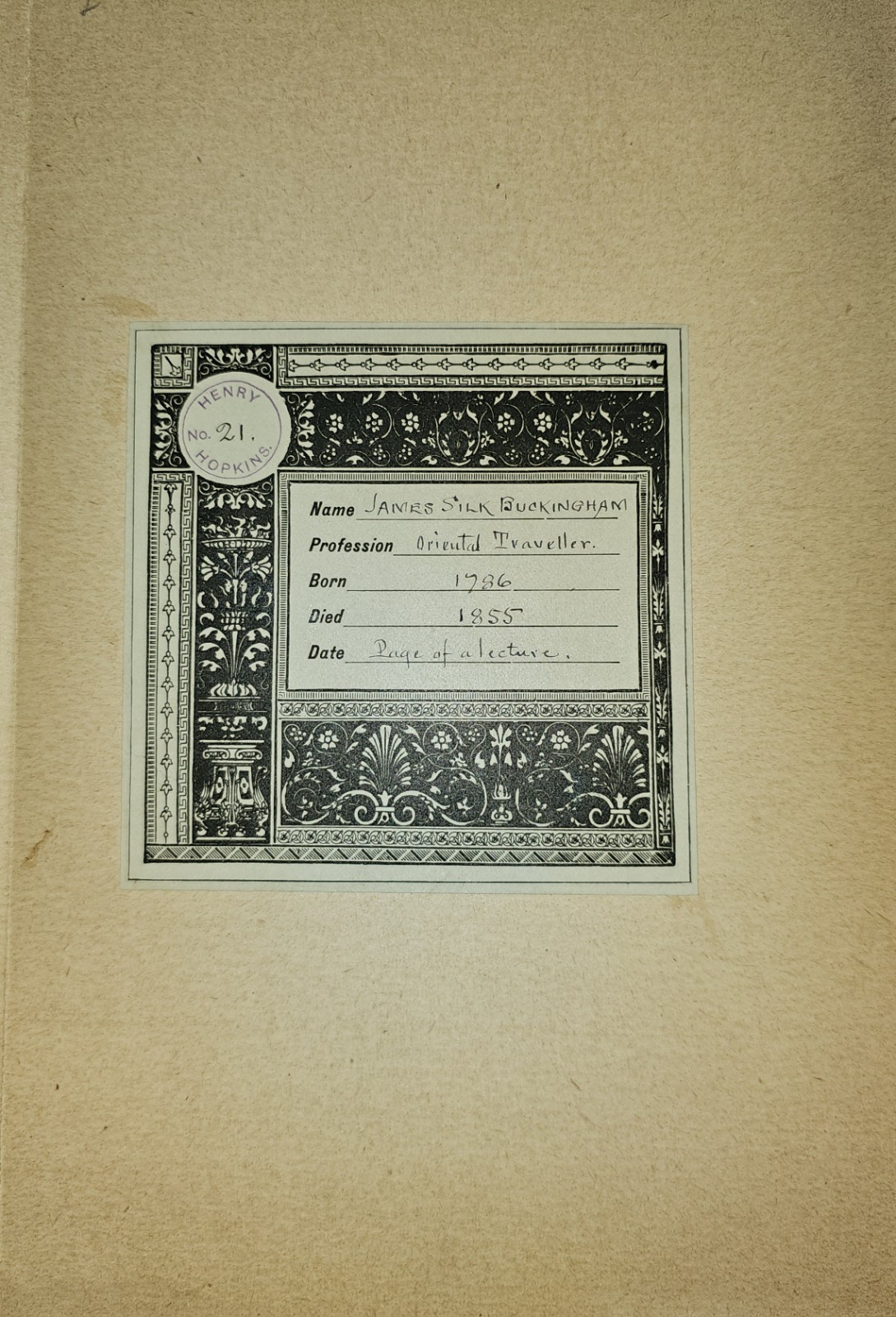 c.1830 J.S. Buckingham Autograph Manuscript Oriental Travel Lecture Notes