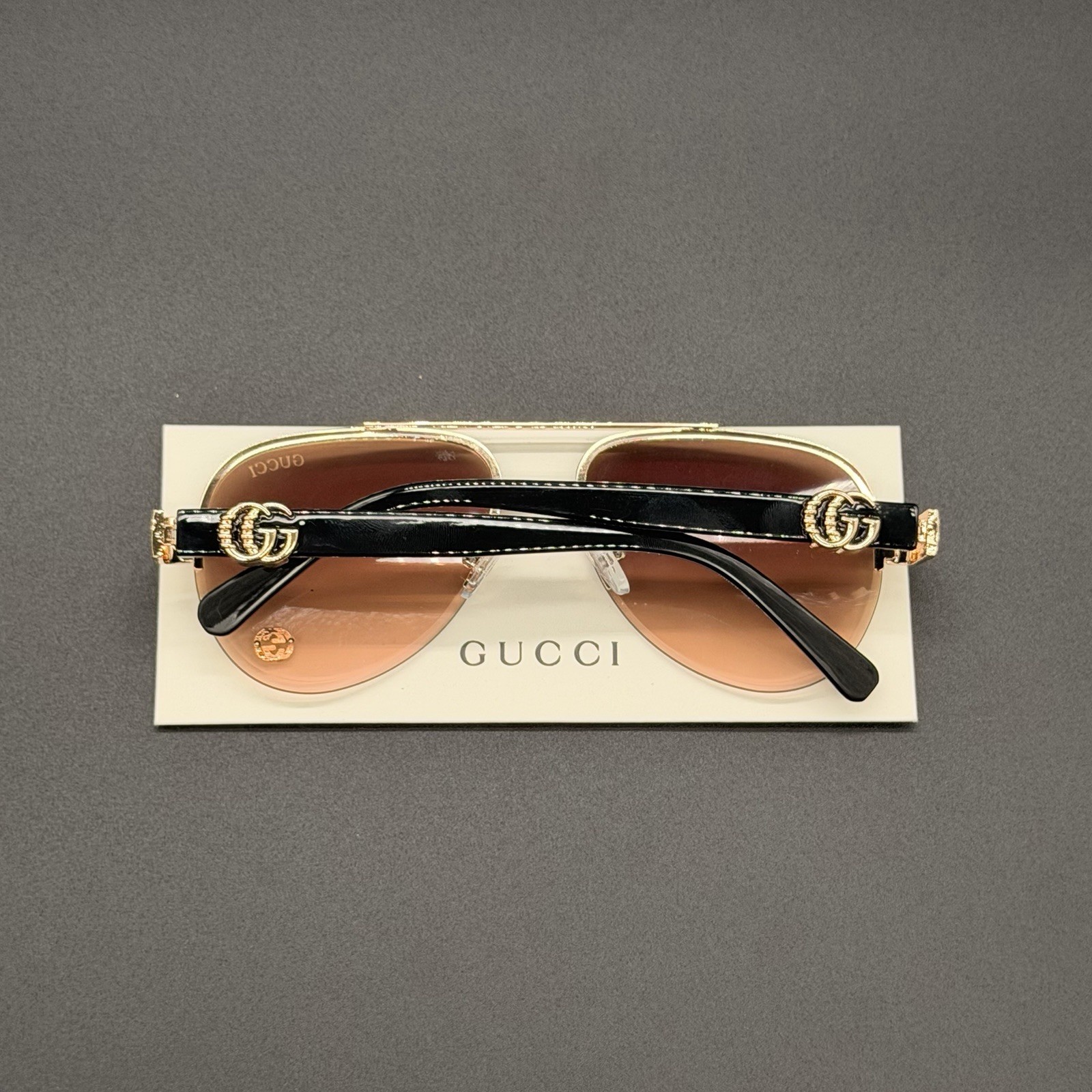 Gucci GG1220S Sunglasses Black Brown Pink Gold Frame Ships Same Day