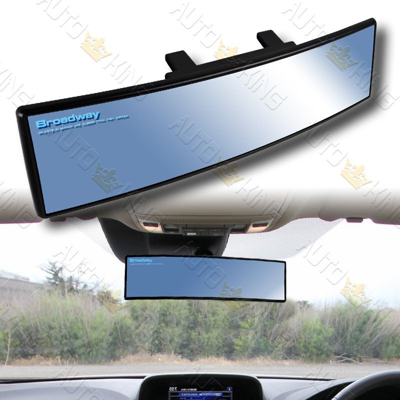 UNIVERSAL CONVEX 300MM WIDE BROADWAY BLUE TINT INTERIOR CLIP ON REAR VIEW MIRROR