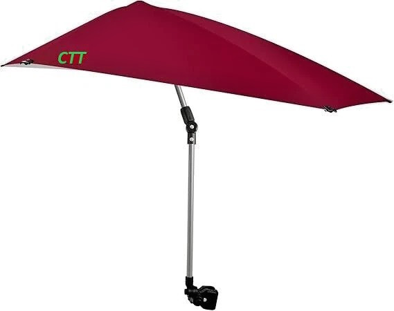 UPF50+ Adjustable Umbrella/ Sunshade With Universal Clamp Beach Chair, Stroller