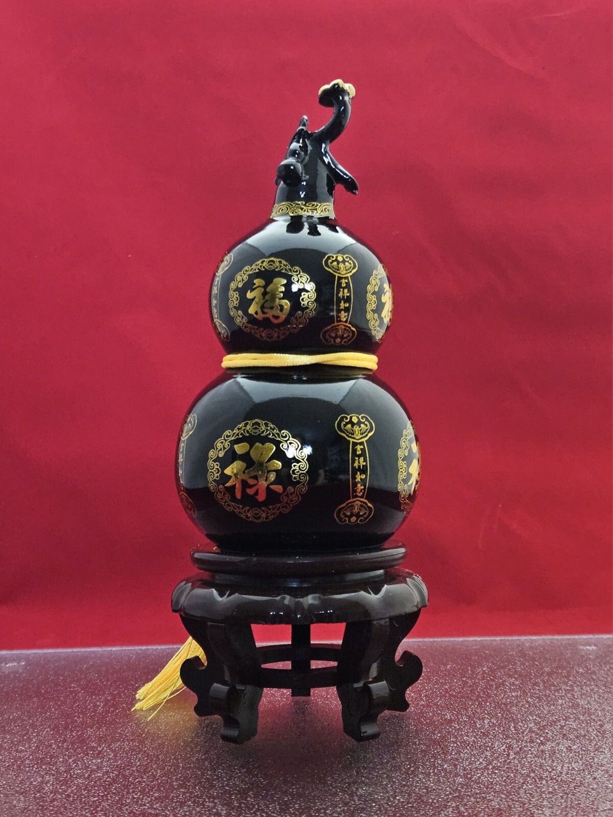 Natural Dark Jade Mount Taishan Gourd Feng Shui Good Luck Ornament Healing 3+LB