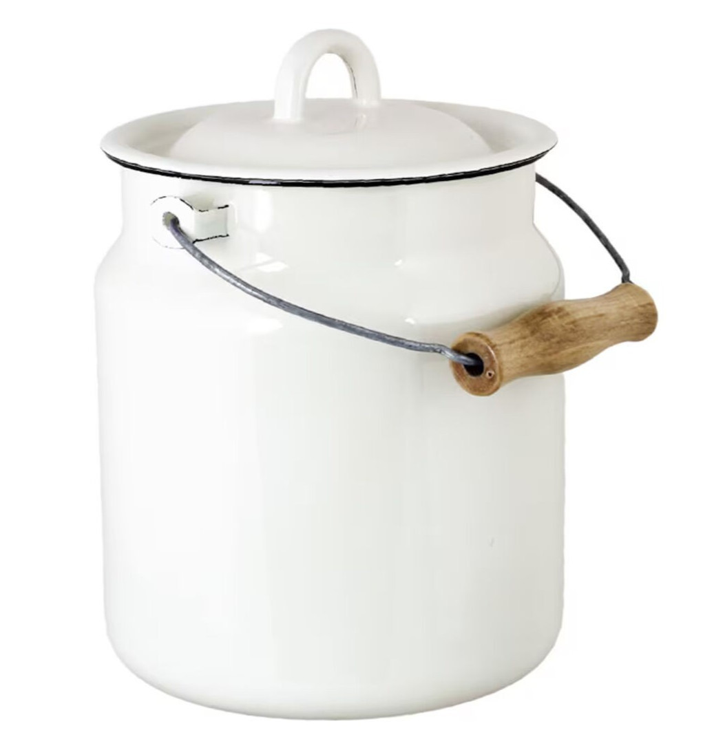 Novomoskovsk White Enamel Milk Can Rustic Vintage Style Pail 3.5 qt Бидон