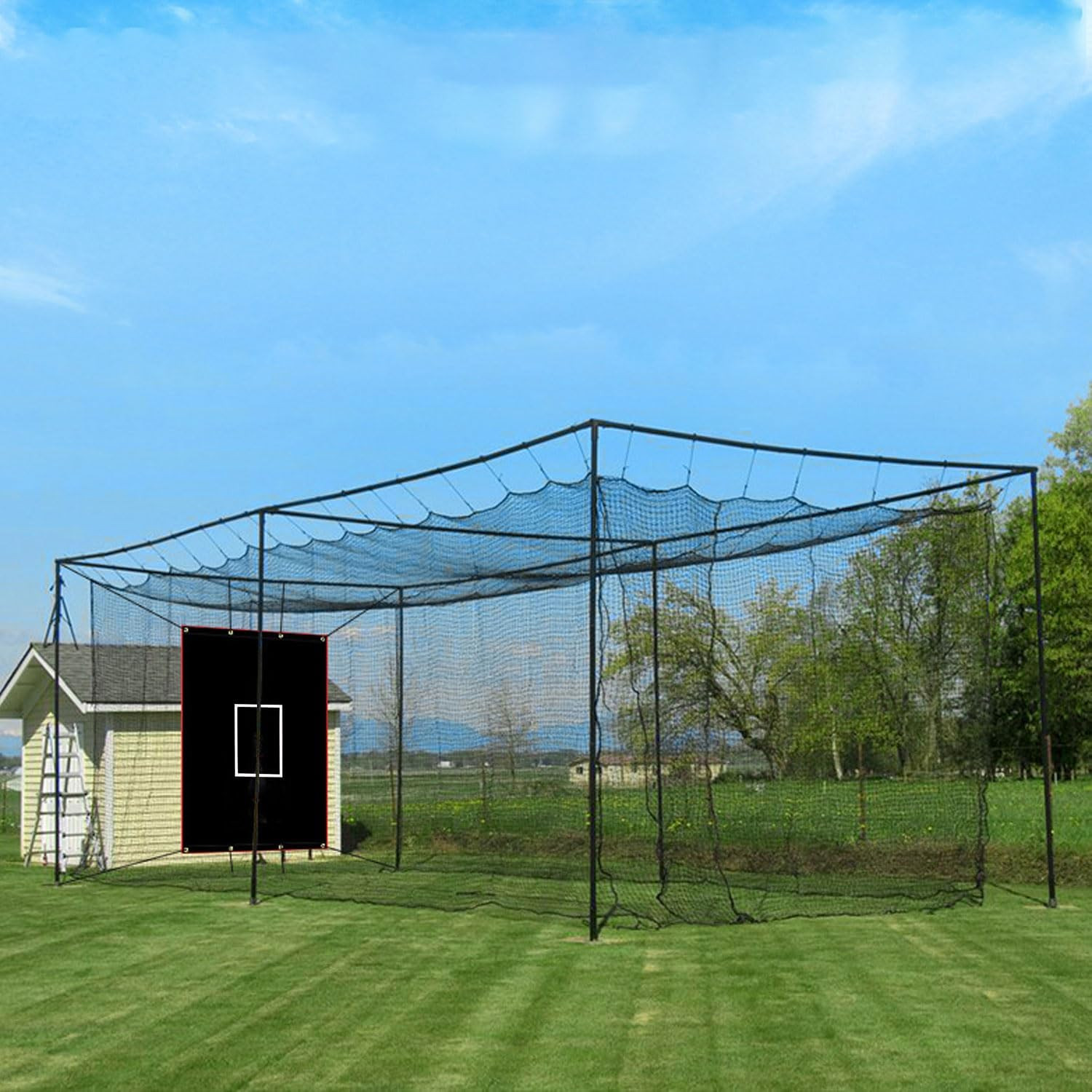 Batting Cage Backstop with Strike Zone Heavy Duty PVC Coated Oxford Fabric Vinyl