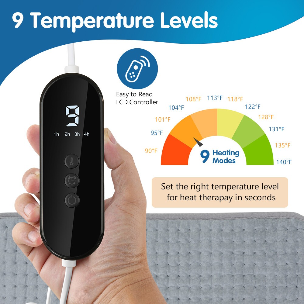 Electric Heating Pad For Back Pain & Cramps Relief 9 Level Auto Shut Off 2025