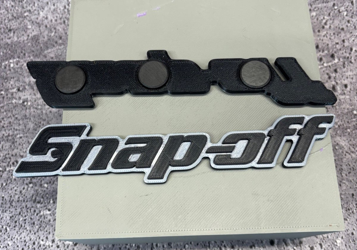 Snap-off 3D Printed Magnet; Toolbox Badge; Made in USA: 7" x 1.5"