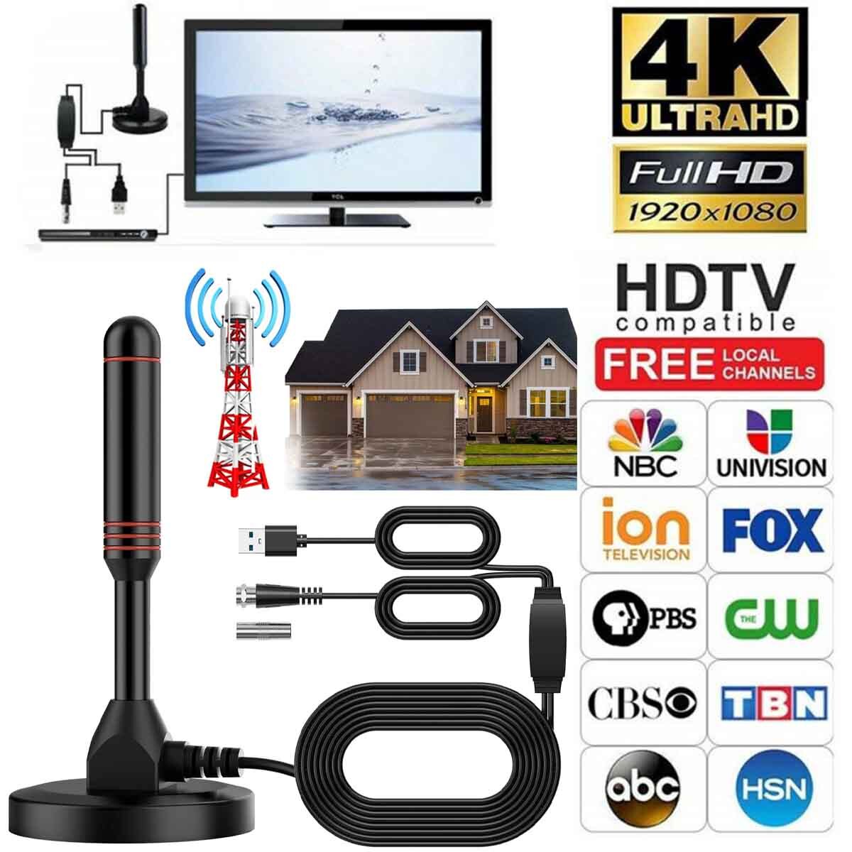 5600 Miles Digital TV Antenna 1080P 4K Waterproof HDTV Amplified Outdoor Indoor