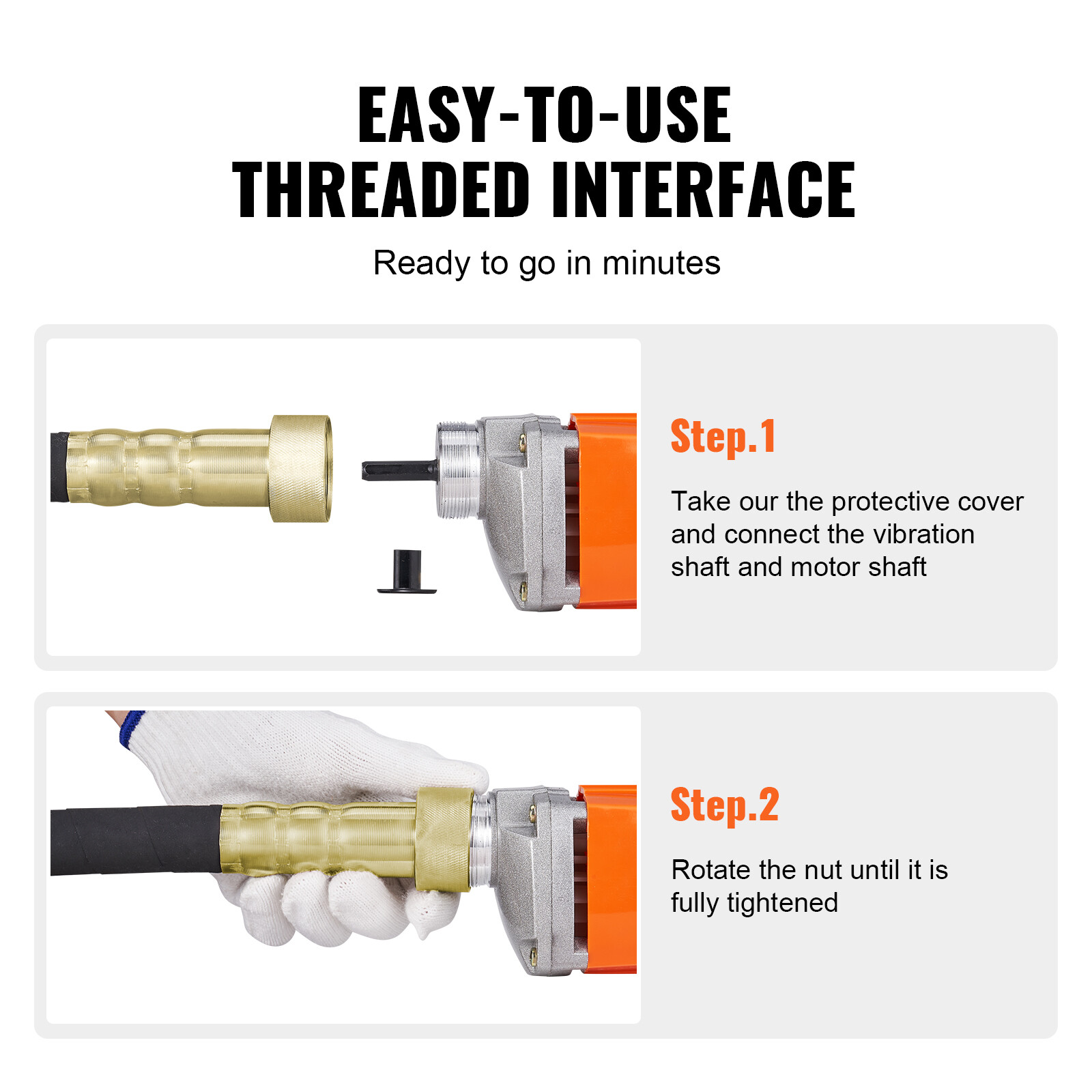 VEVOR Handheld Electric Concrete Vibrator 800W 6.6 feet Shaft Air Bubble Remover