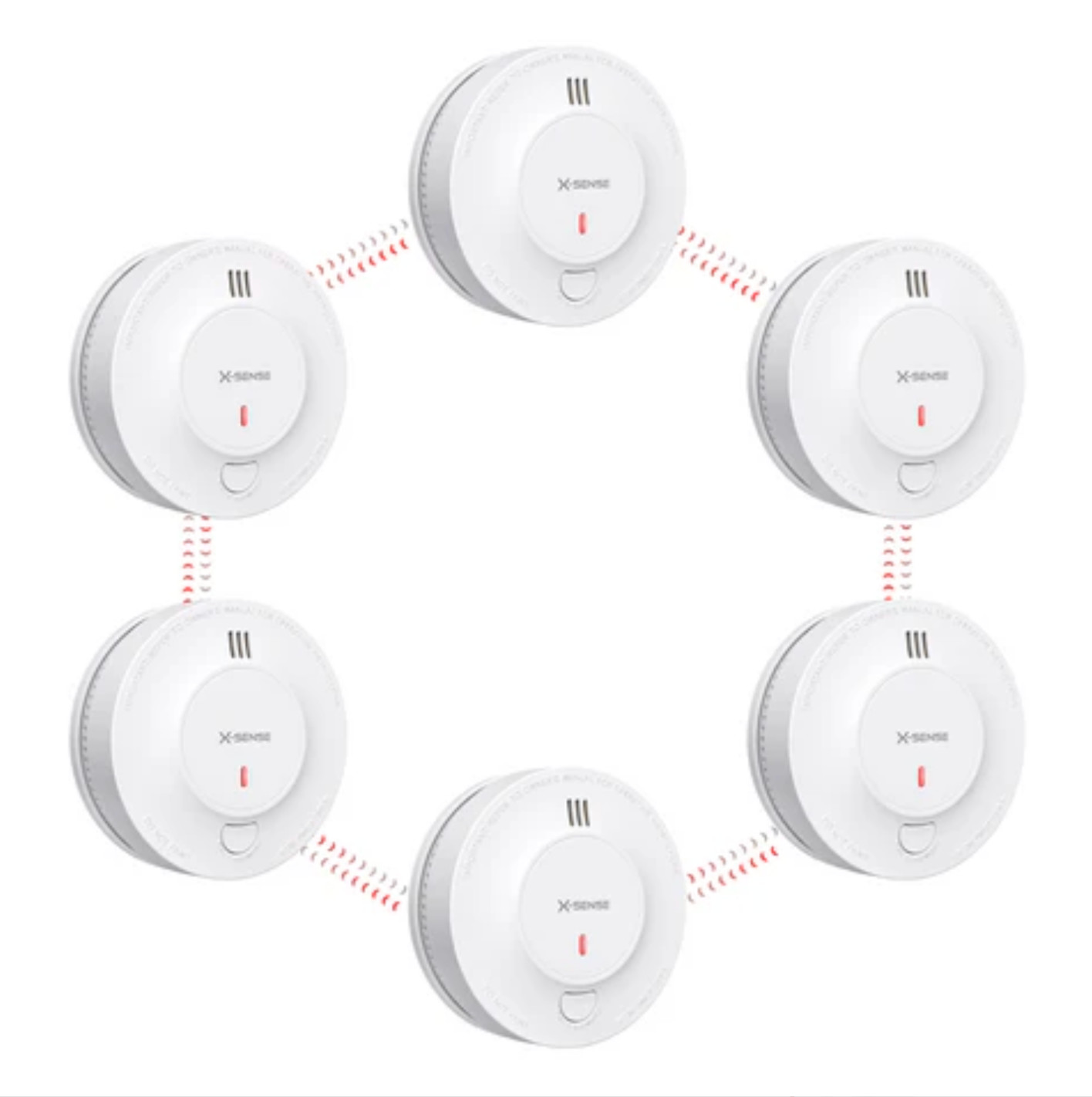 X-Sense Wireless Interconnected Smoke Detector Fire Alarm SD19-W, 6-Pack